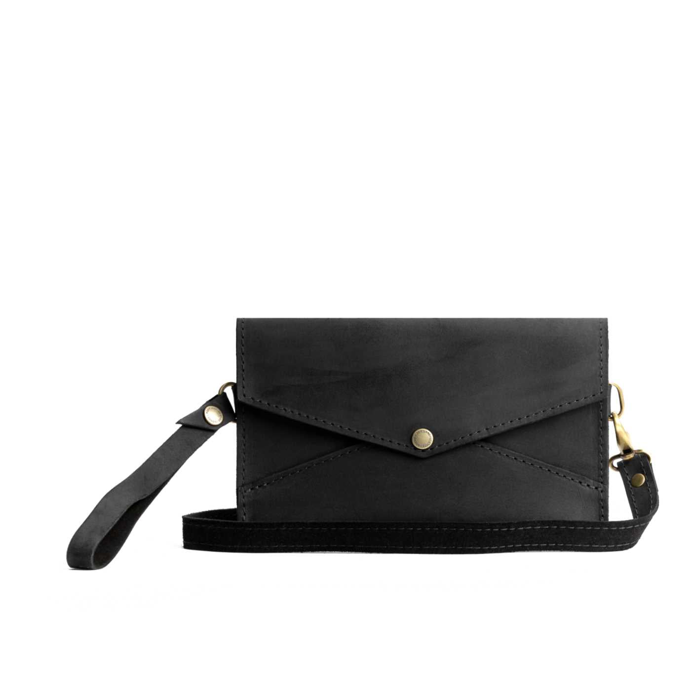  Shadow Black | Envelope shaped clutch wallet with crossbody strap