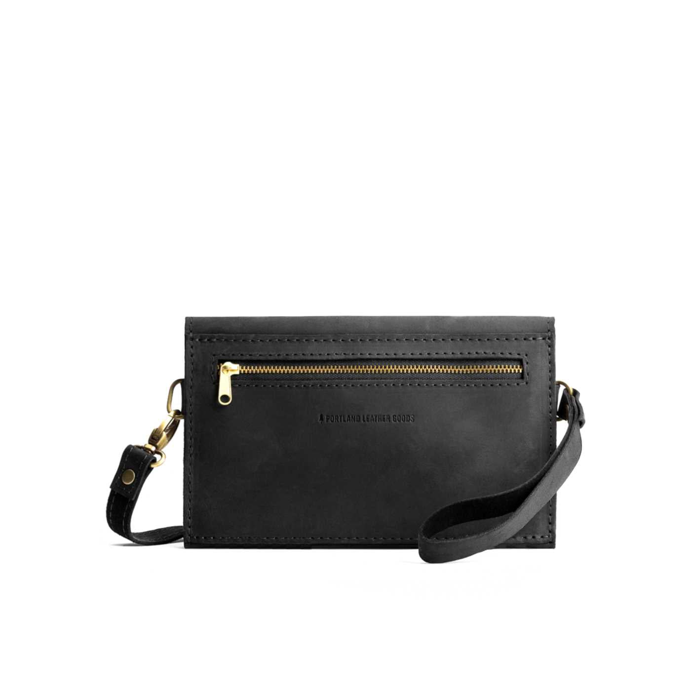  Shadow Black | Envelope shaped clutch wallet with crossbody strap