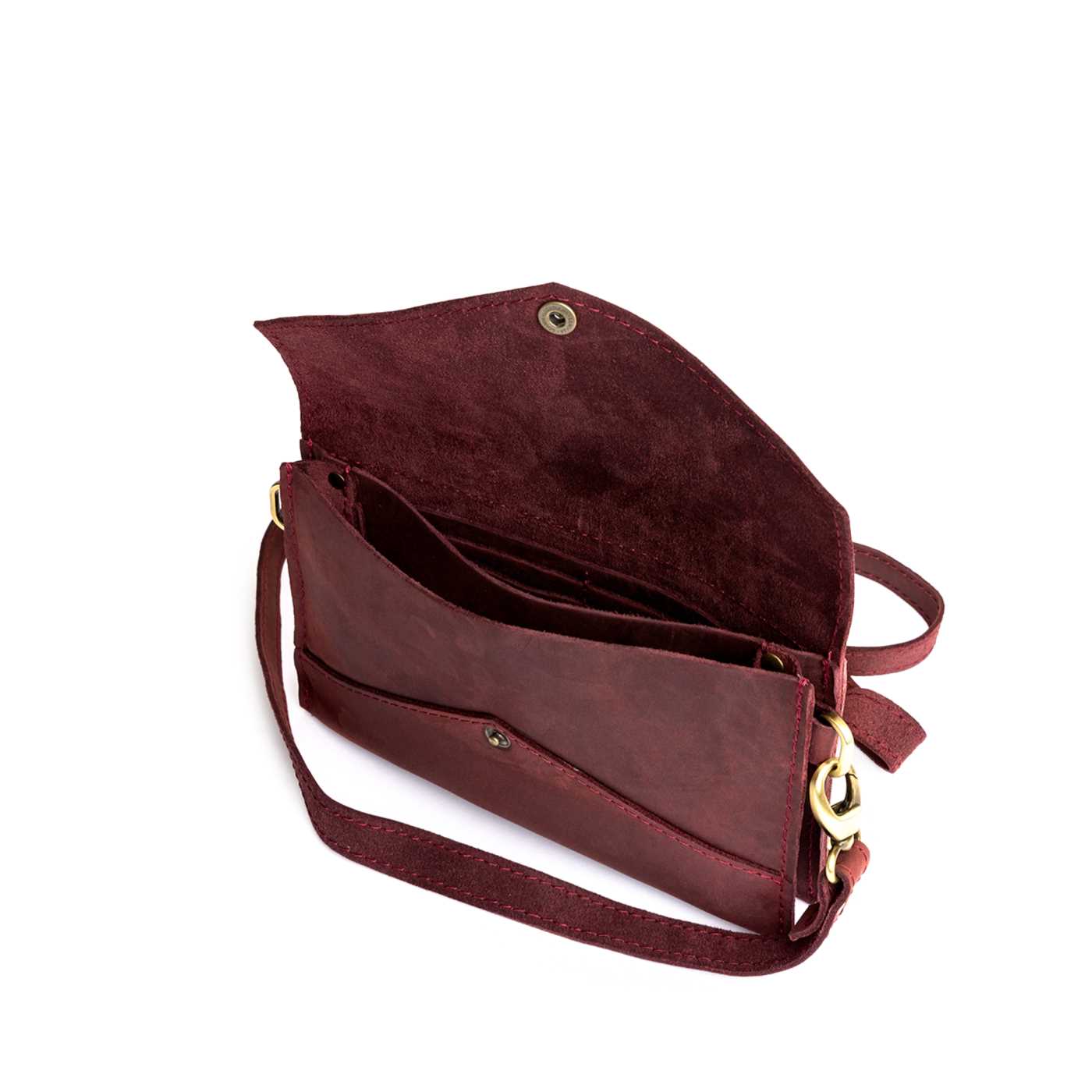  Merlot | Envelope shaped clutch wallet with crossbody strap