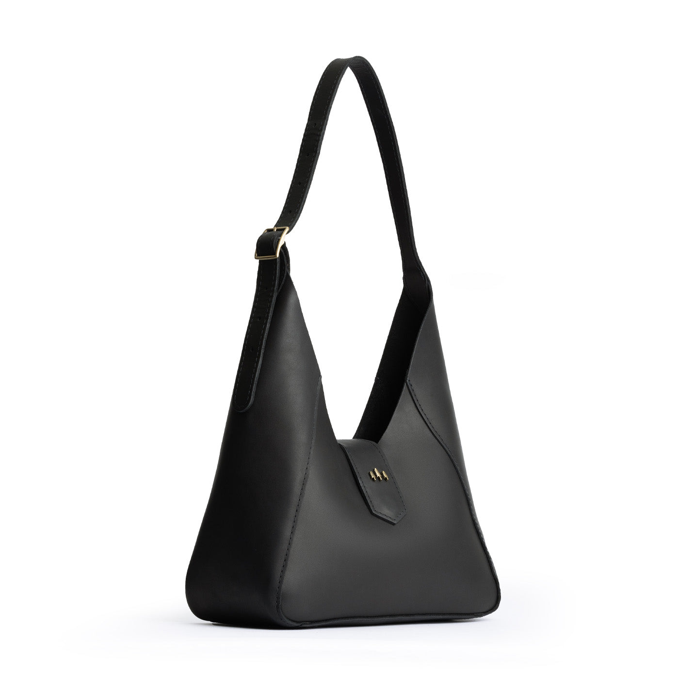 Black | Structured hobo shoulder bag with adjustable strap and magnetic closure