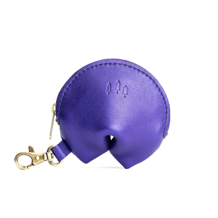 Amethyst | Leather fortune cookie shaped keychain pouch