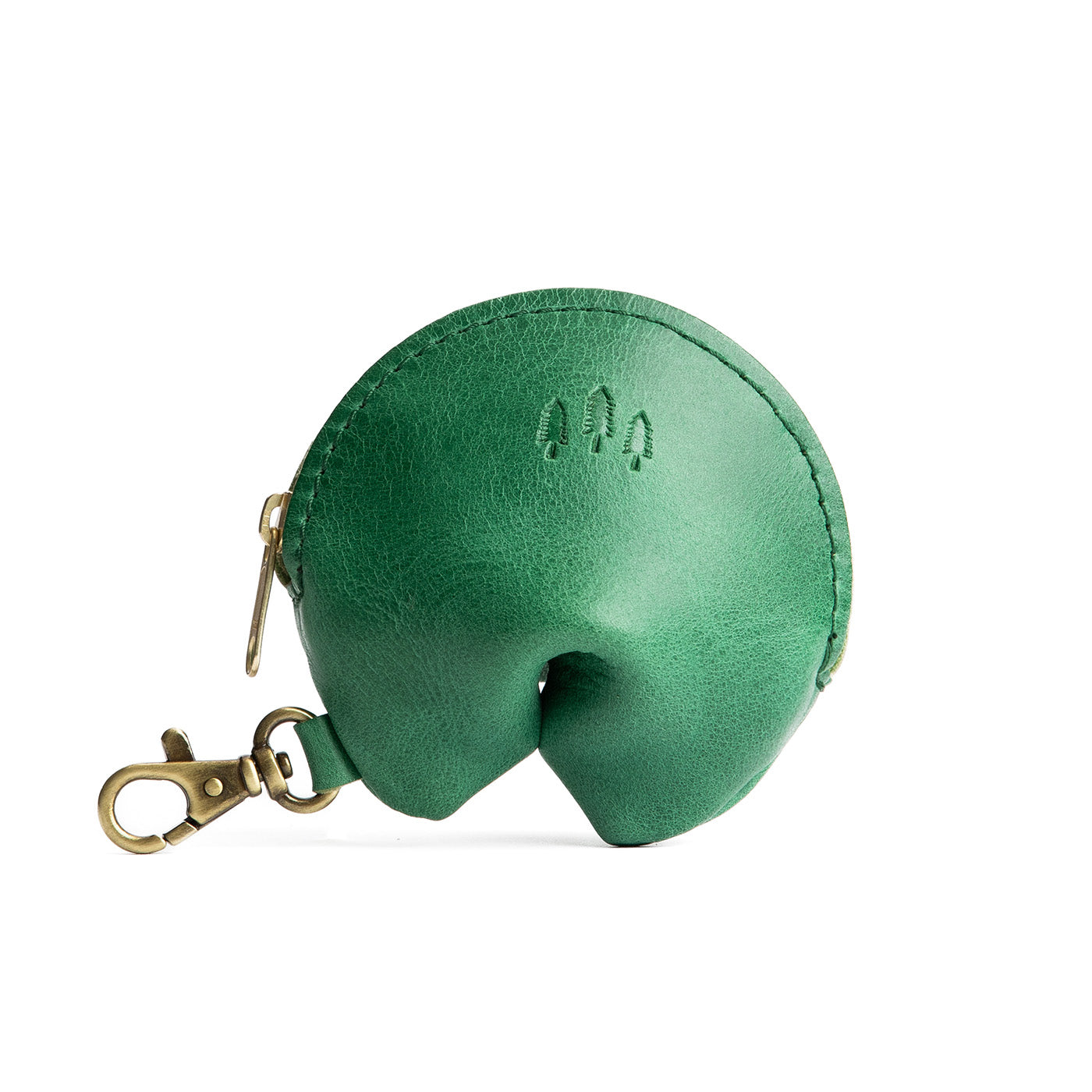 All Color: Cowboy Mint | Leather fortune cookie shaped keychain pouch