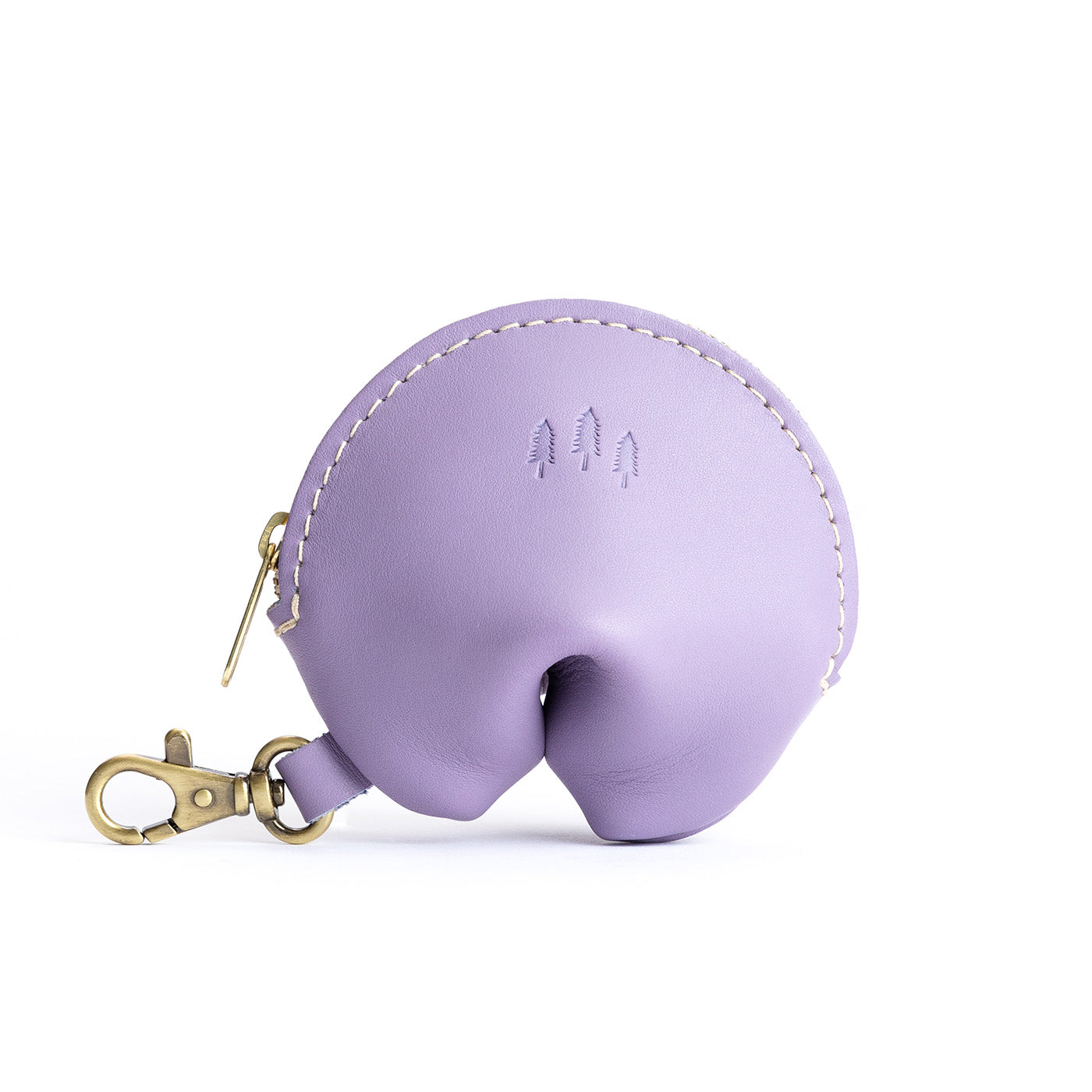 All Color: Lavender | Leather fortune cookie shaped keychain pouch