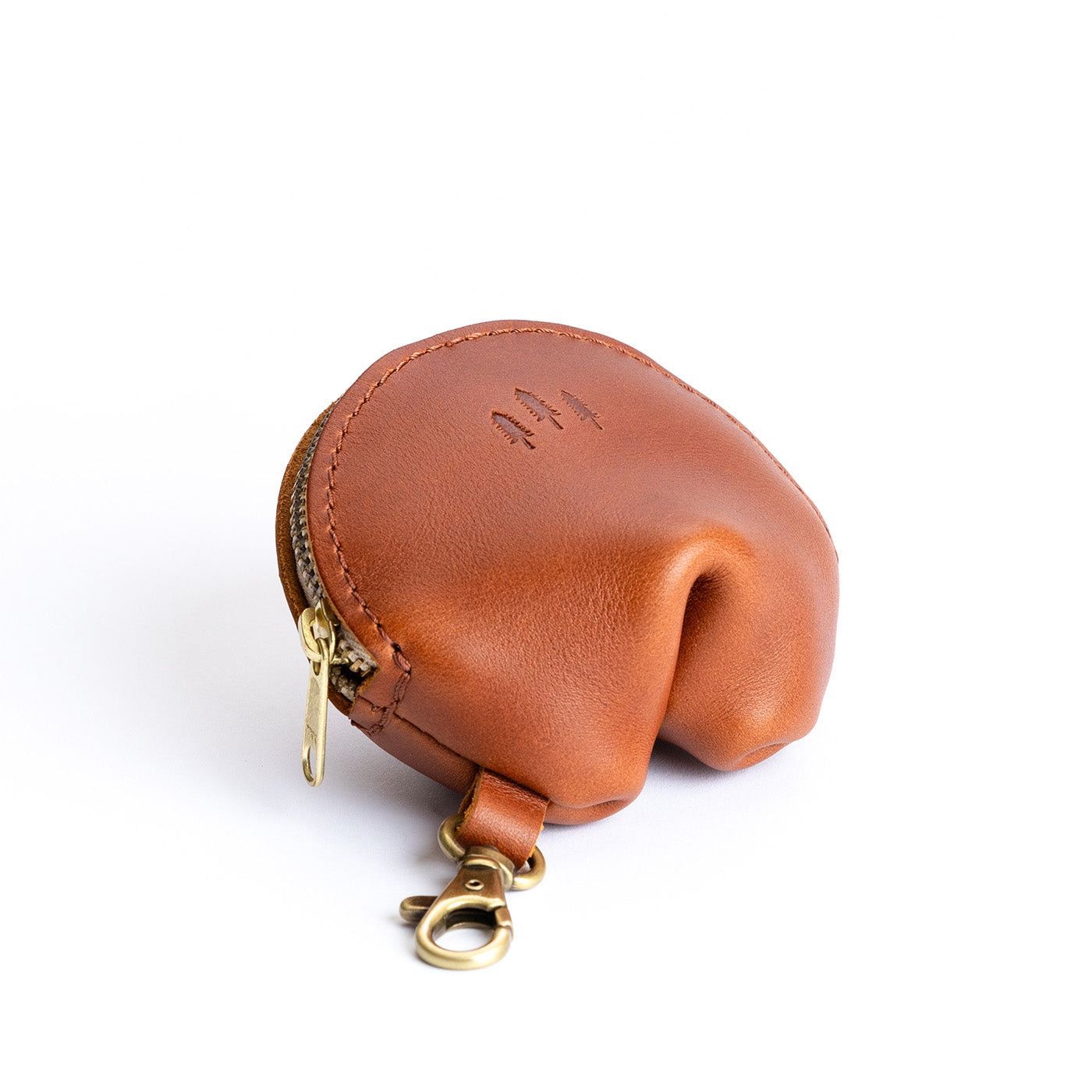 All Color: Honey | Leather fortune cookie shaped keychain pouch