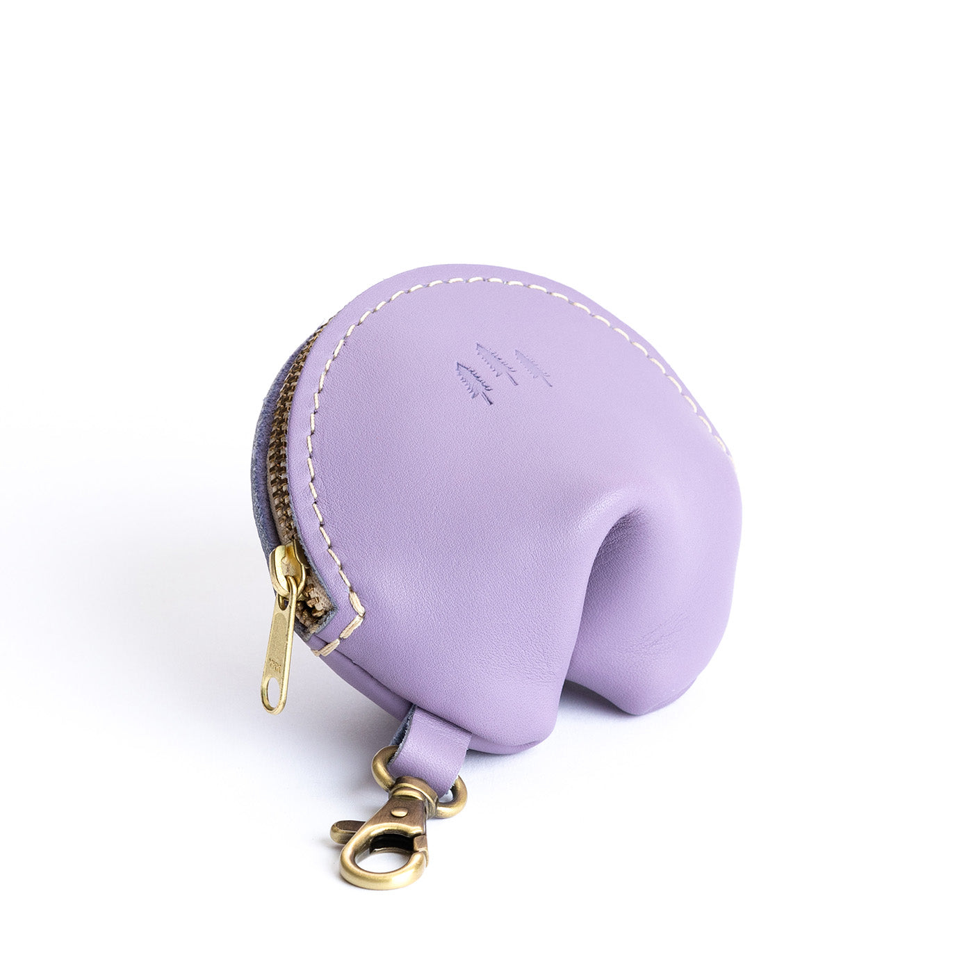 All Color: Lavender | Leather fortune cookie shaped keychain pouch