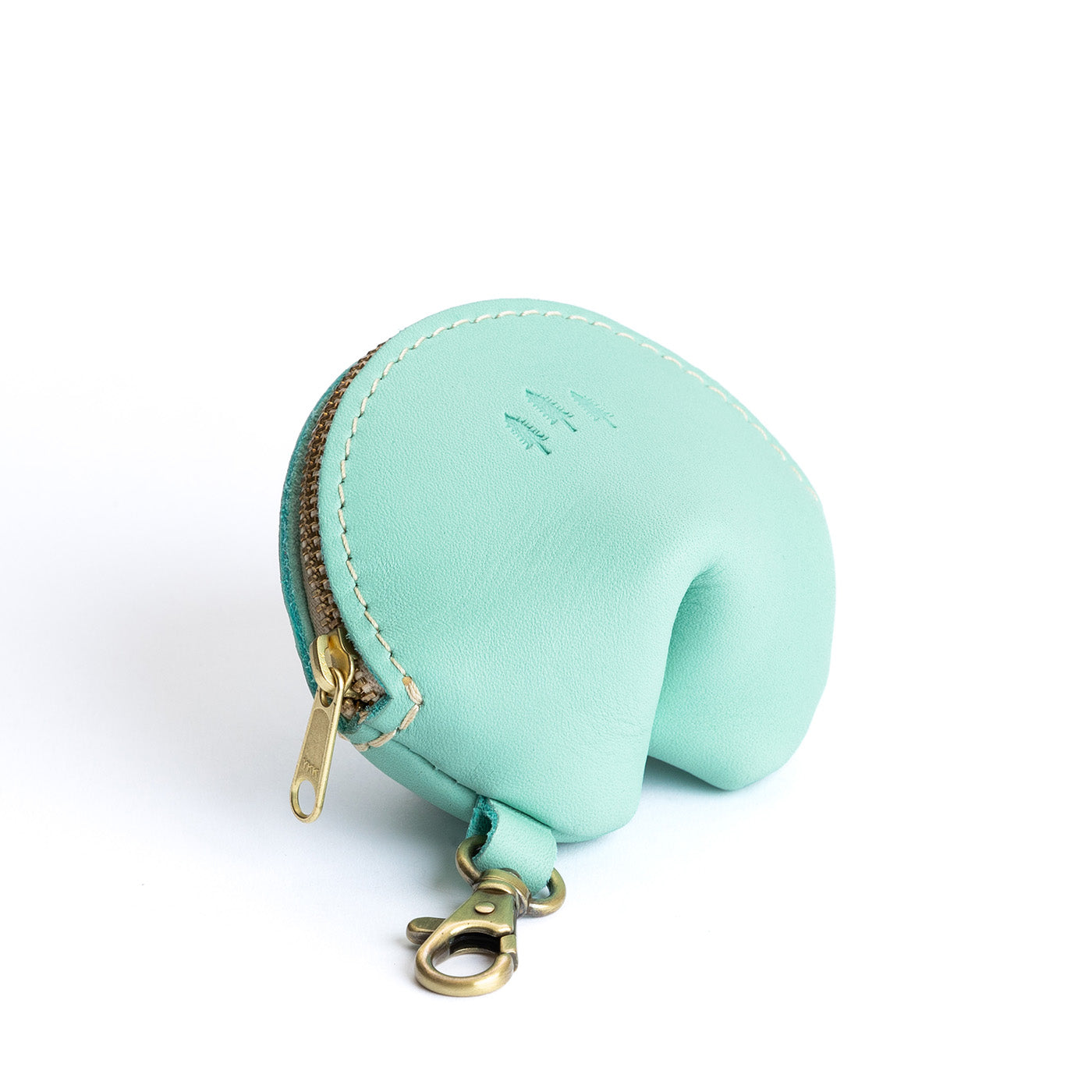 All Color: Mint | Leather fortune cookie shaped keychain pouch