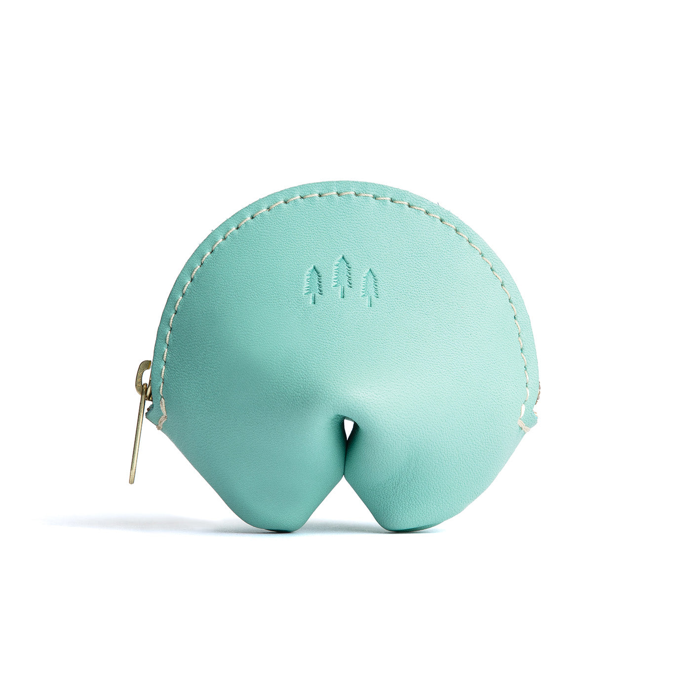 All Color: Mint | Leather fortune cookie shaped pouch