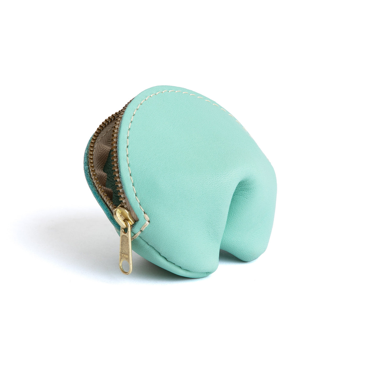 All Color: Mint | Leather fortune cookie shaped pouch