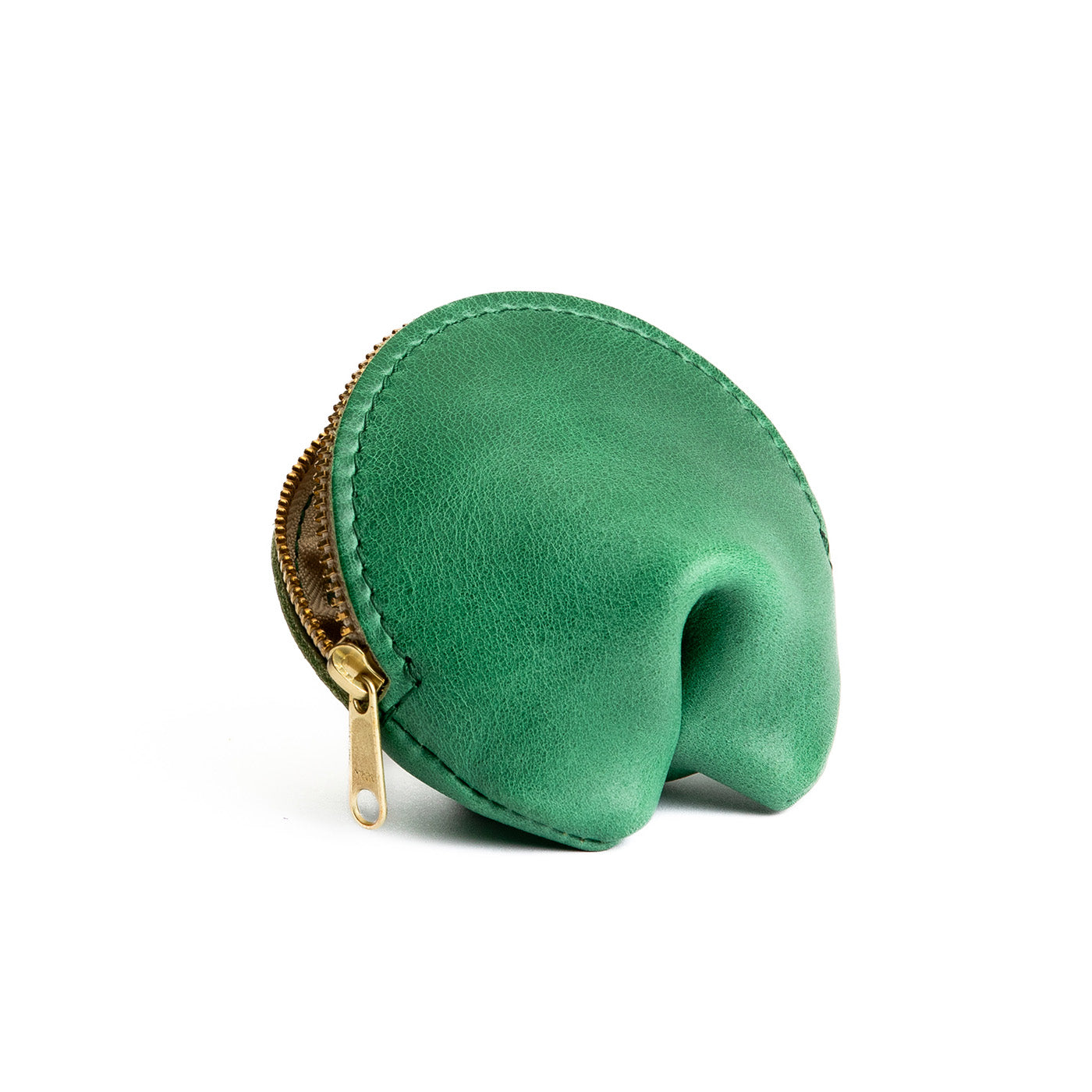 All Color: Cowboy Mint | Leather fortune cookie shaped pouch