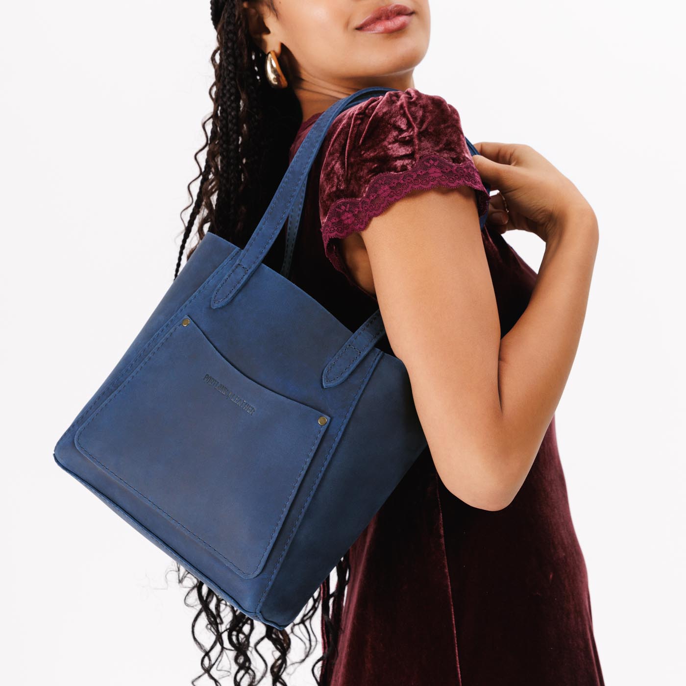 Deep Water*Small | Slim tote bag with dual shoulder straps and interior and exterior pockets