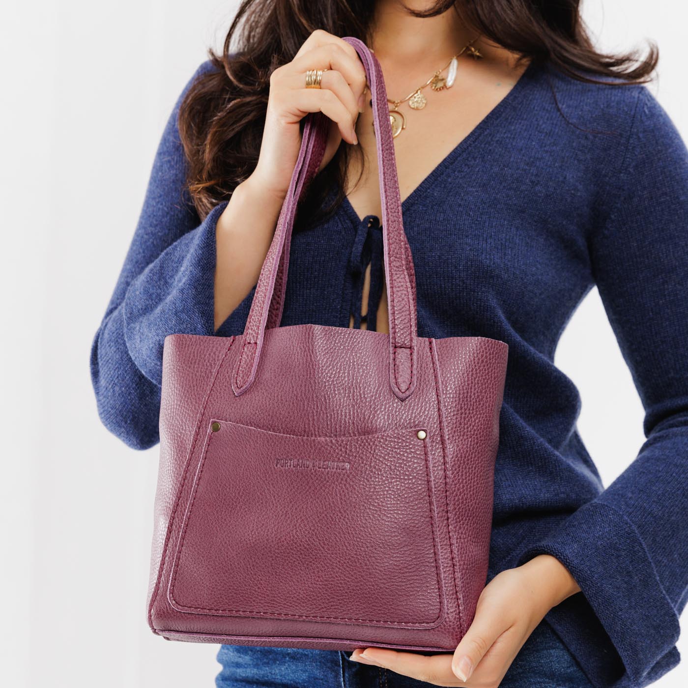 Kyoto*Small | Slim tote bag with dual shoulder straps and interior and exterior pockets