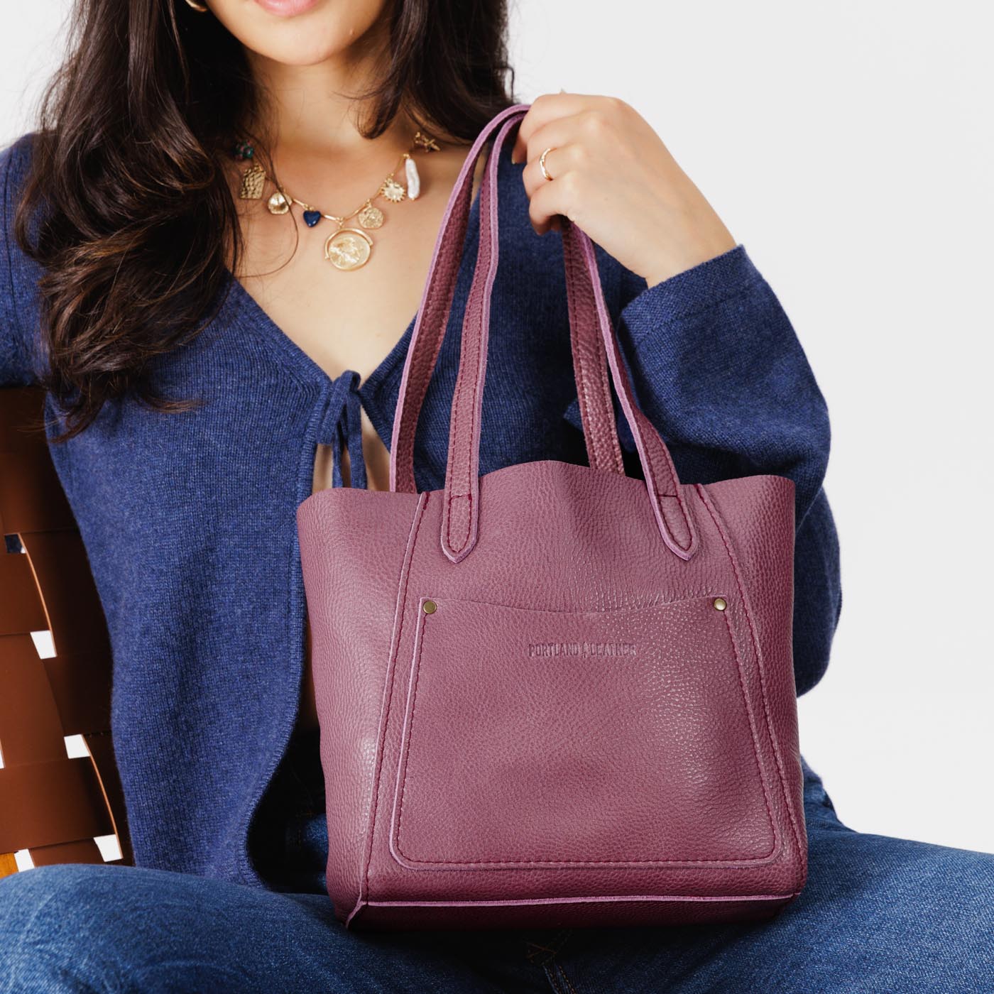 Kyoto*Small | Slim tote bag with dual shoulder straps and interior and exterior pockets