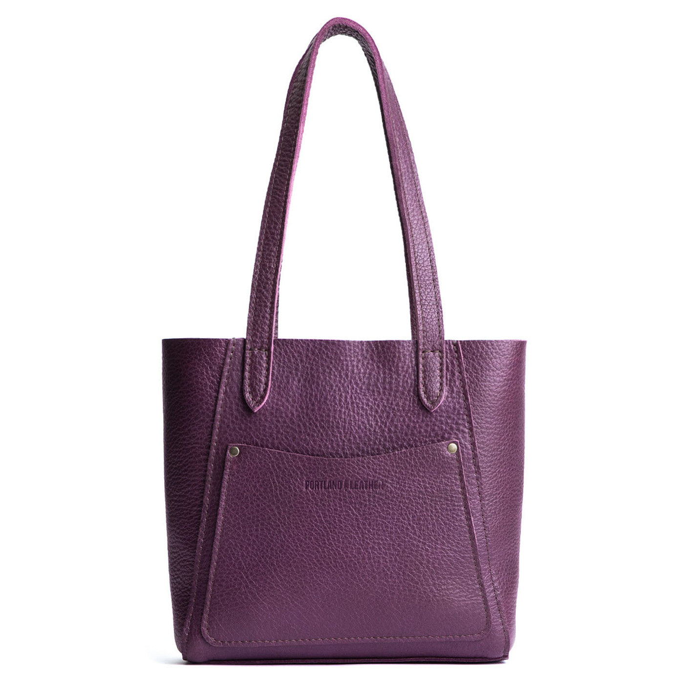 Plum Small | Slim tote bag with dual shoulder straps and interior and exterior pockets