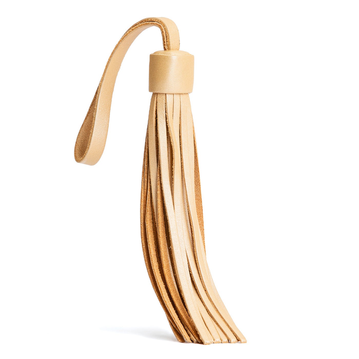 All Color: Champagne | Fringed leather tassel with leather loop