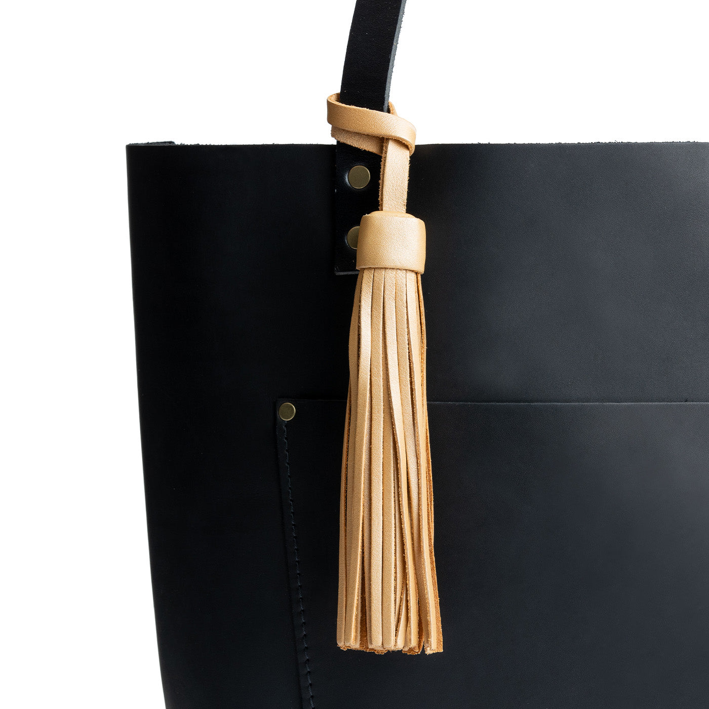 All Color: Champagne | Fringed leather tassel with leather loop