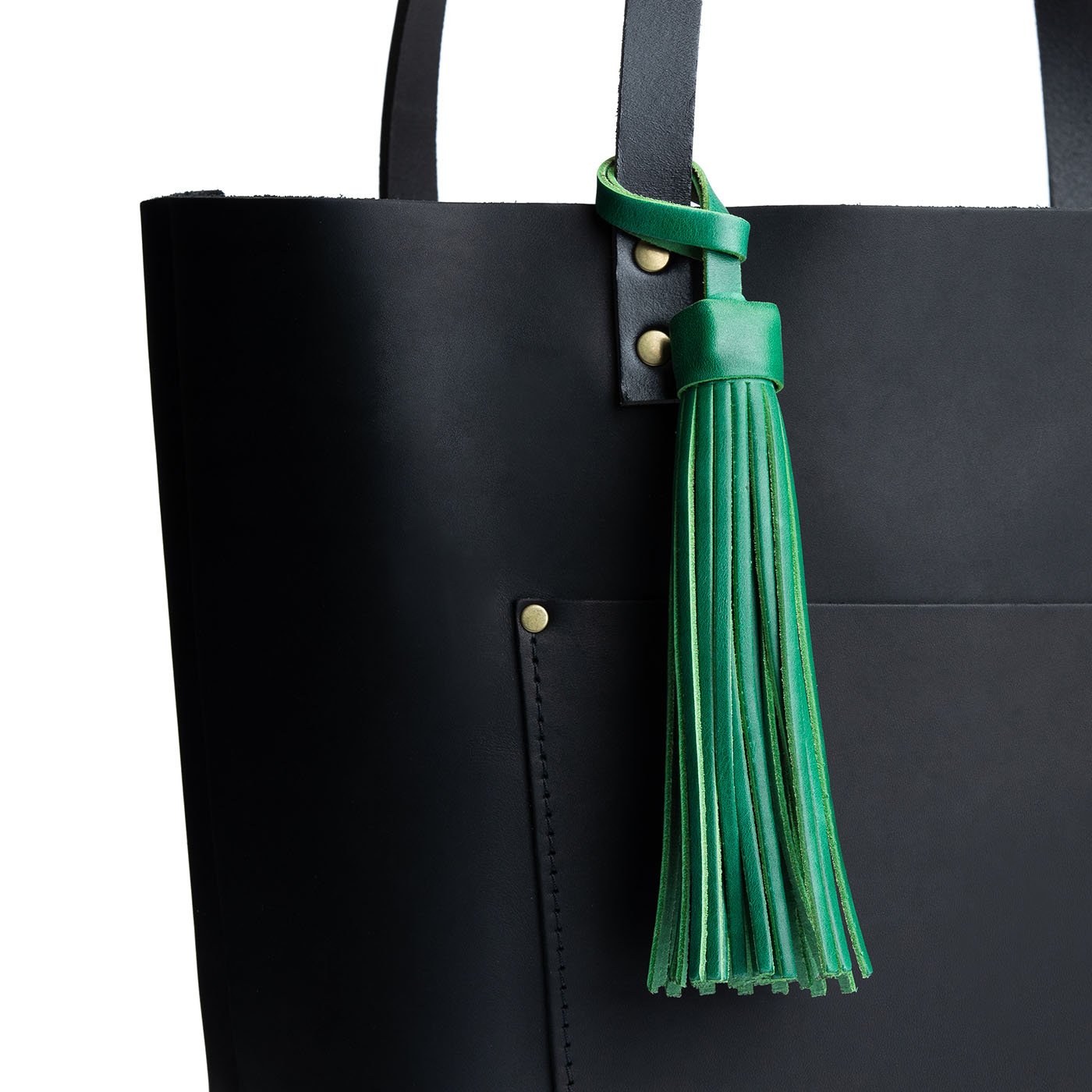 All Color: Cowboy Mint | Fringed leather tassel with leather loop