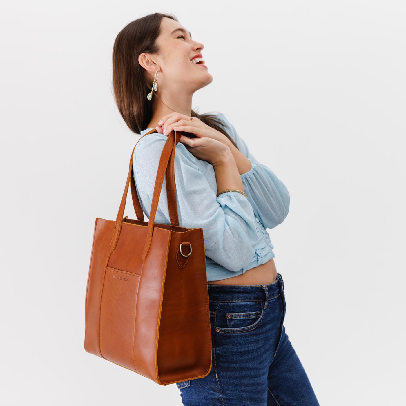  Honey*North/South  | Structured large tote bag with overlapping panels and crossbody strap