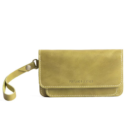 Anjou | Leather wallet clutch with wristlet and magnetic closure