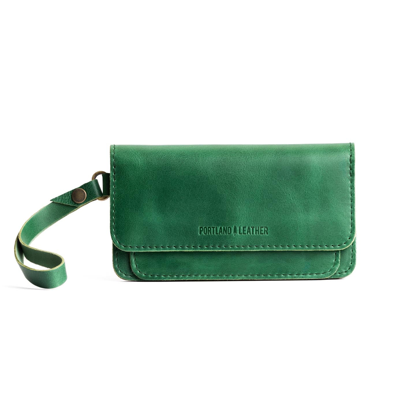 Cowboy Mint | Leather wallet clutch with wristlet and magnetic closure