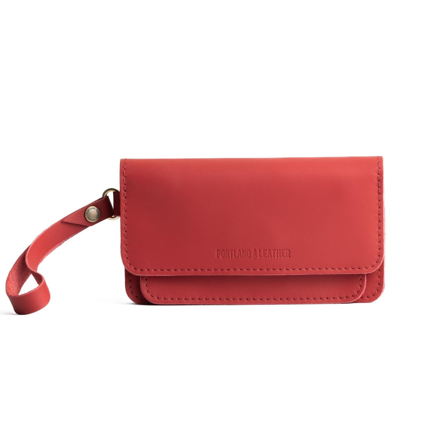 Crimson | Leather wallet clutch with wristlet and magnetic closure