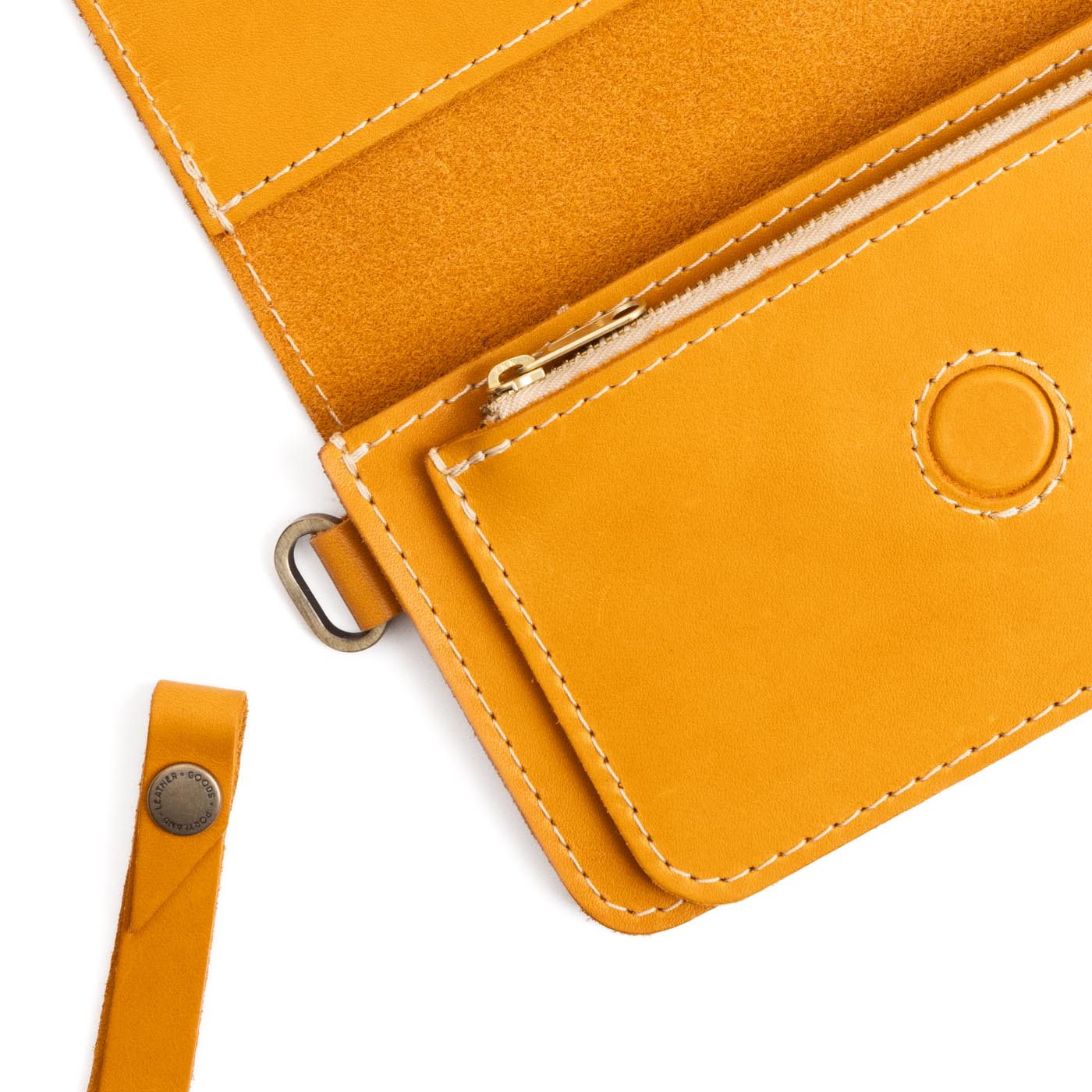 Sunflower | Leather wallet clutch with wristlet and magnetic closure