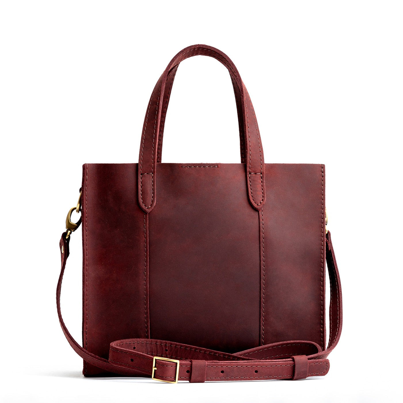 Merlot*Classic | Structured mid-size tote bag with overlapping panels and crossbody strap