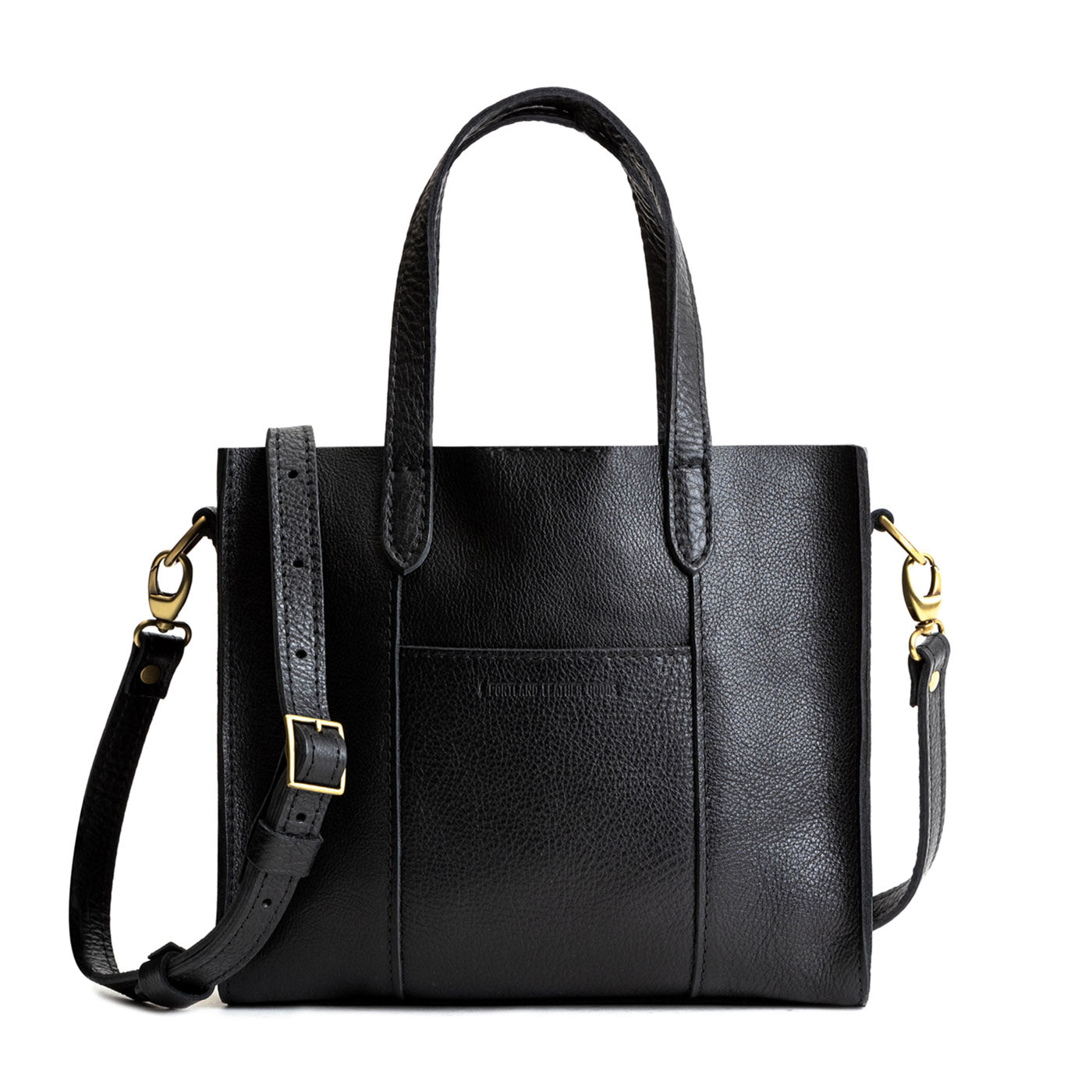 Pebbled--black*Classic | Structured mid-size tote bag with overlapping panels and crossbody strap