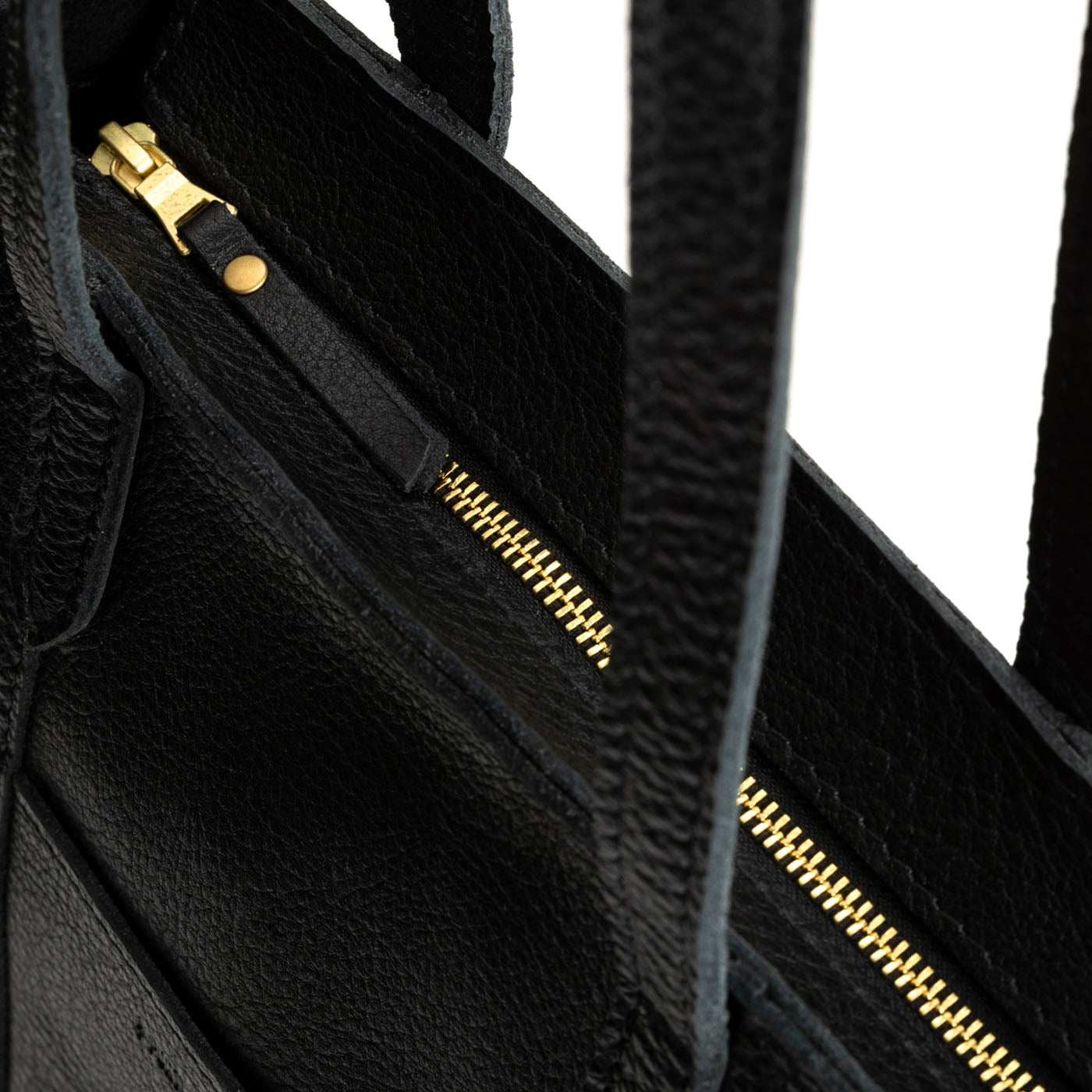  Pebbled--black North/South  | Structured large tote bag with overlapping panels and crossbody strap