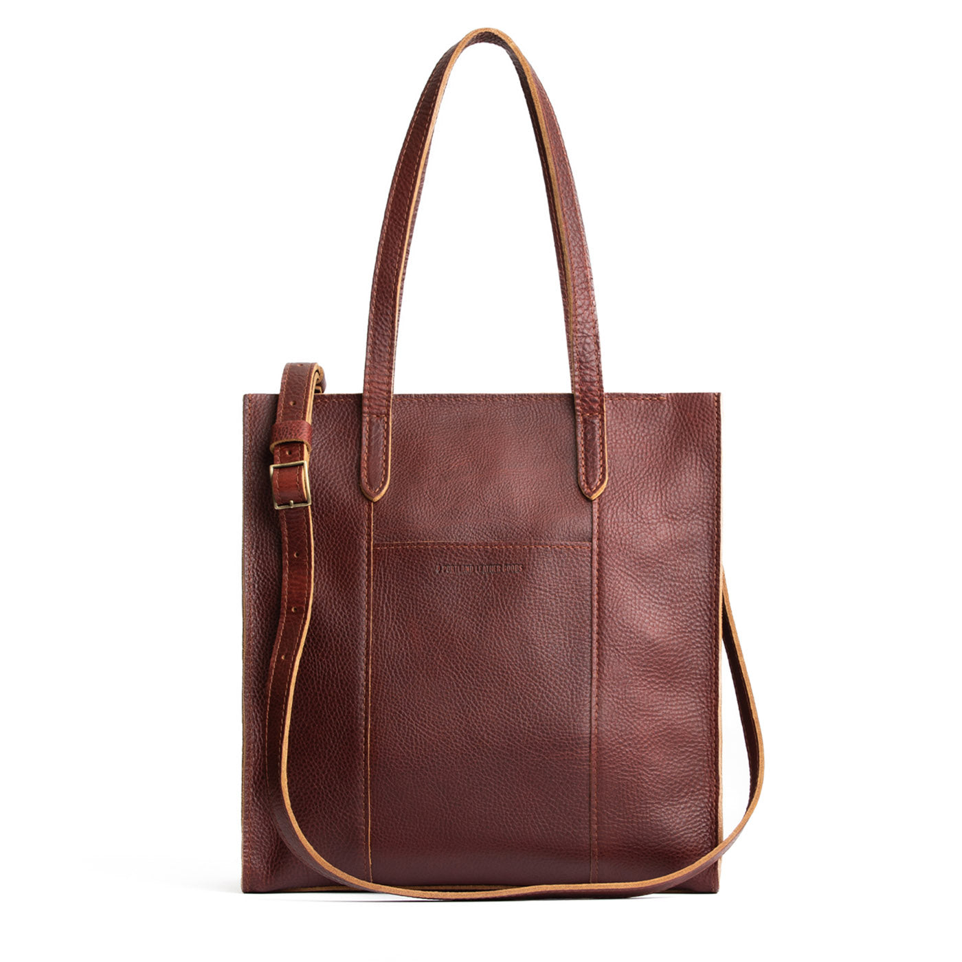  Cinnamon Bear North/South | Structured large tote bag with overlapping panels and crossbody strap