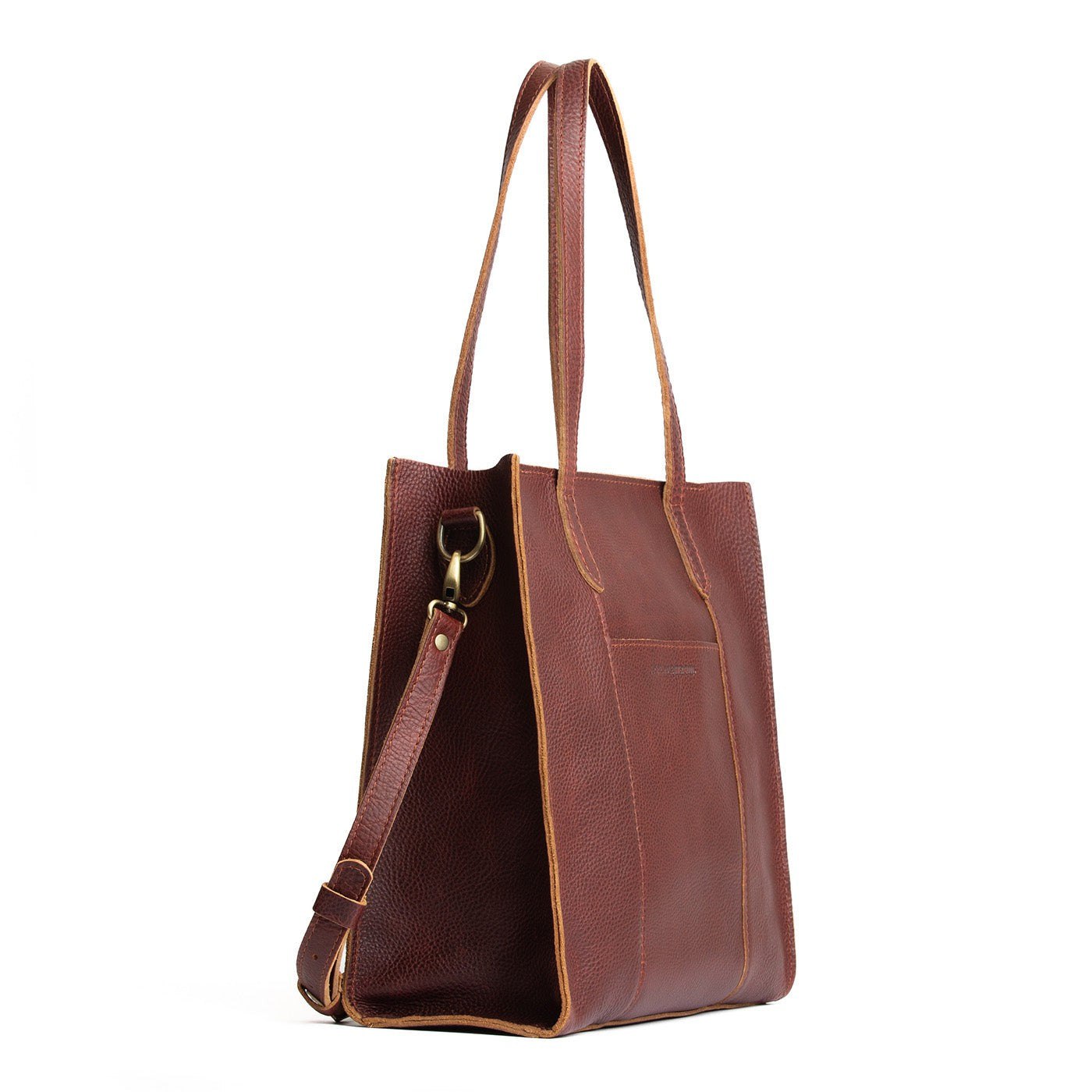  Cinnamon Bear*North/South | Structured large tote bag with overlapping panels and crossbody strap