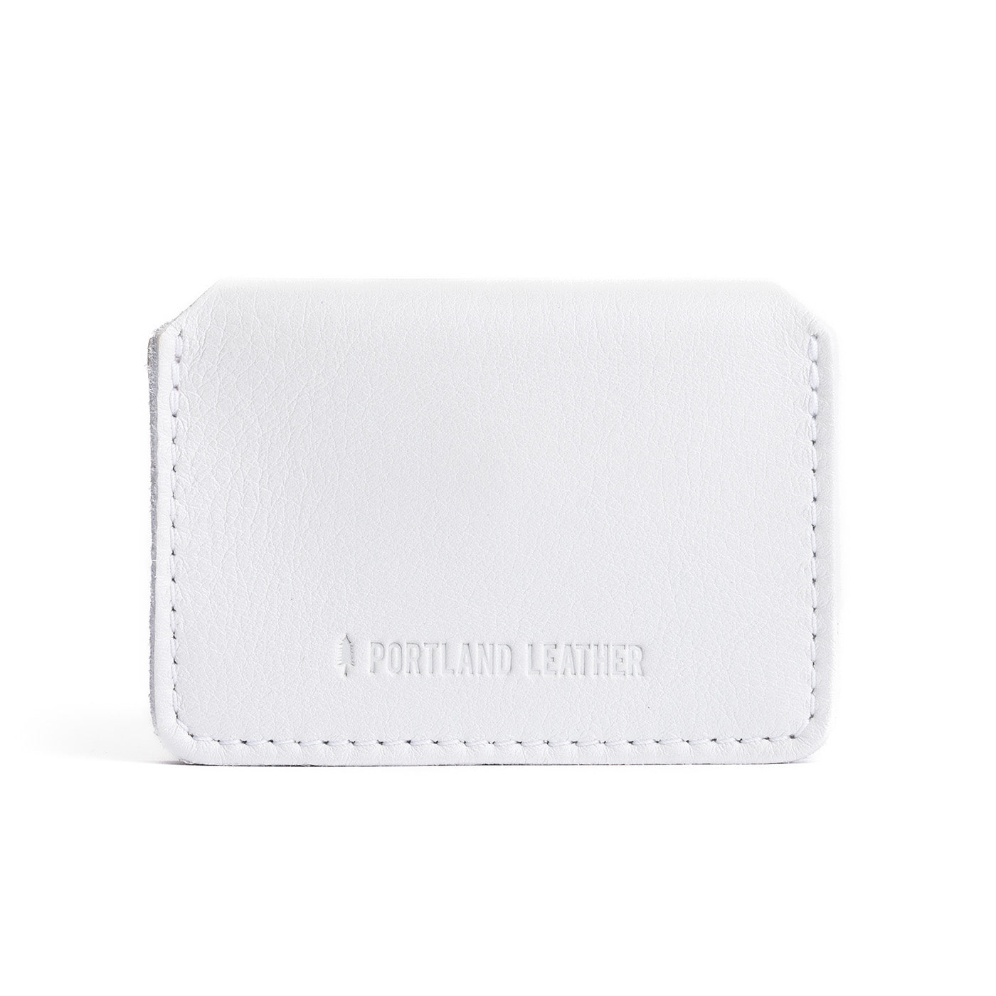 Pearl | Backside of small leather wallet with debossed PLG logo