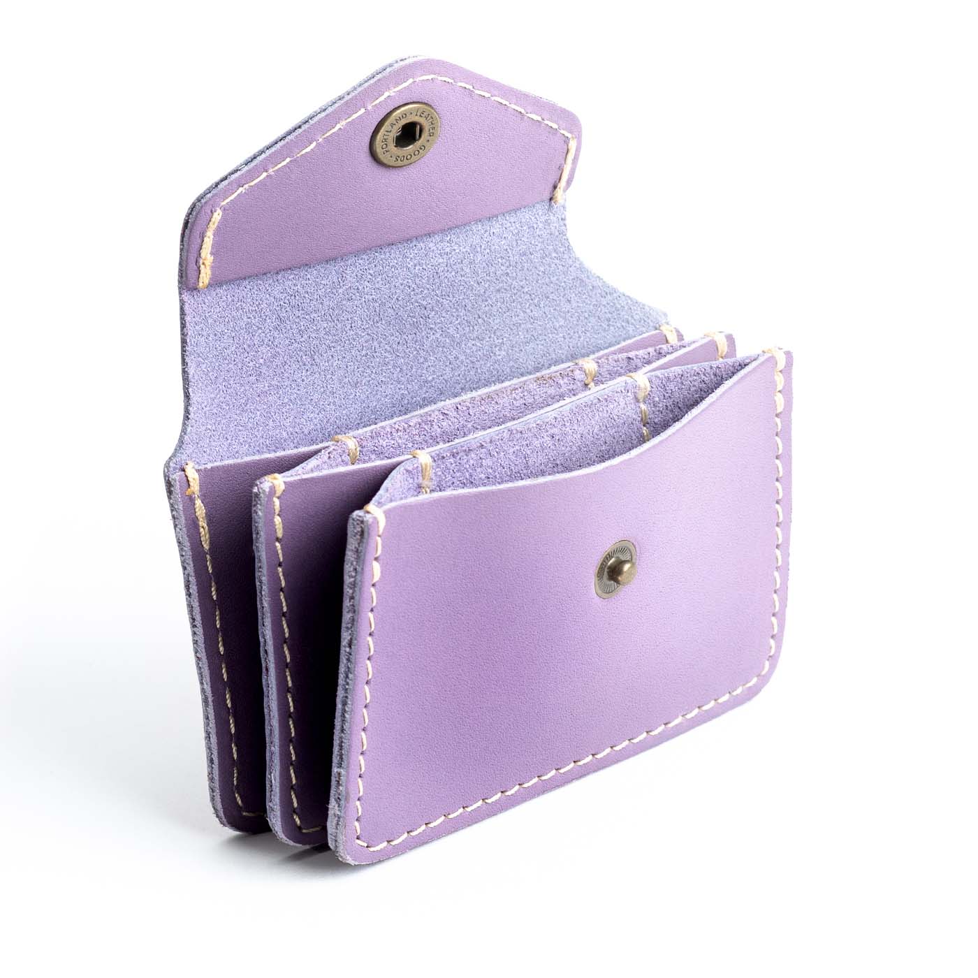 Lavender Plus | Small leather wallet with snap closure