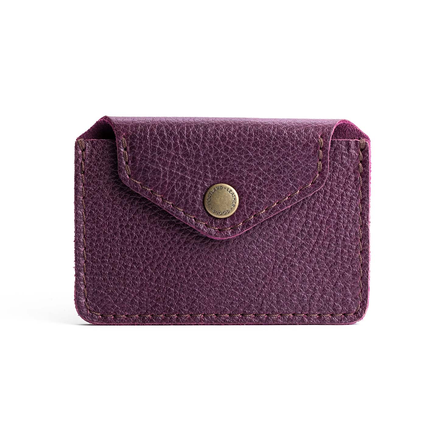 Plum | Small leather wallet with snap closure