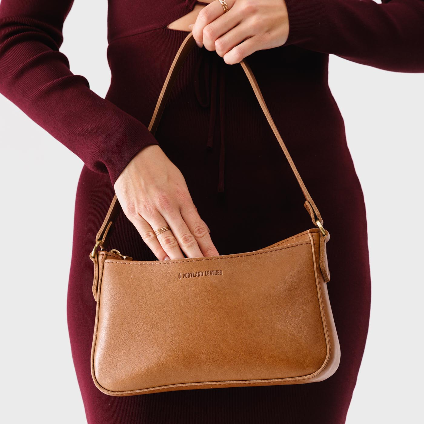 Shortbread | Petite bean shaped shoulder bag with a zipper closure