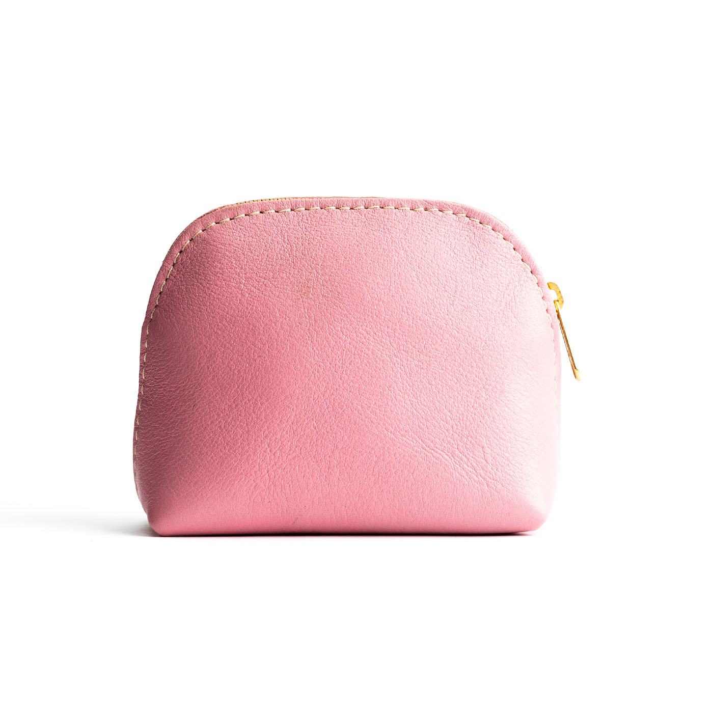 Vintage Pink*Mini | Compact leather pouch with top zipper