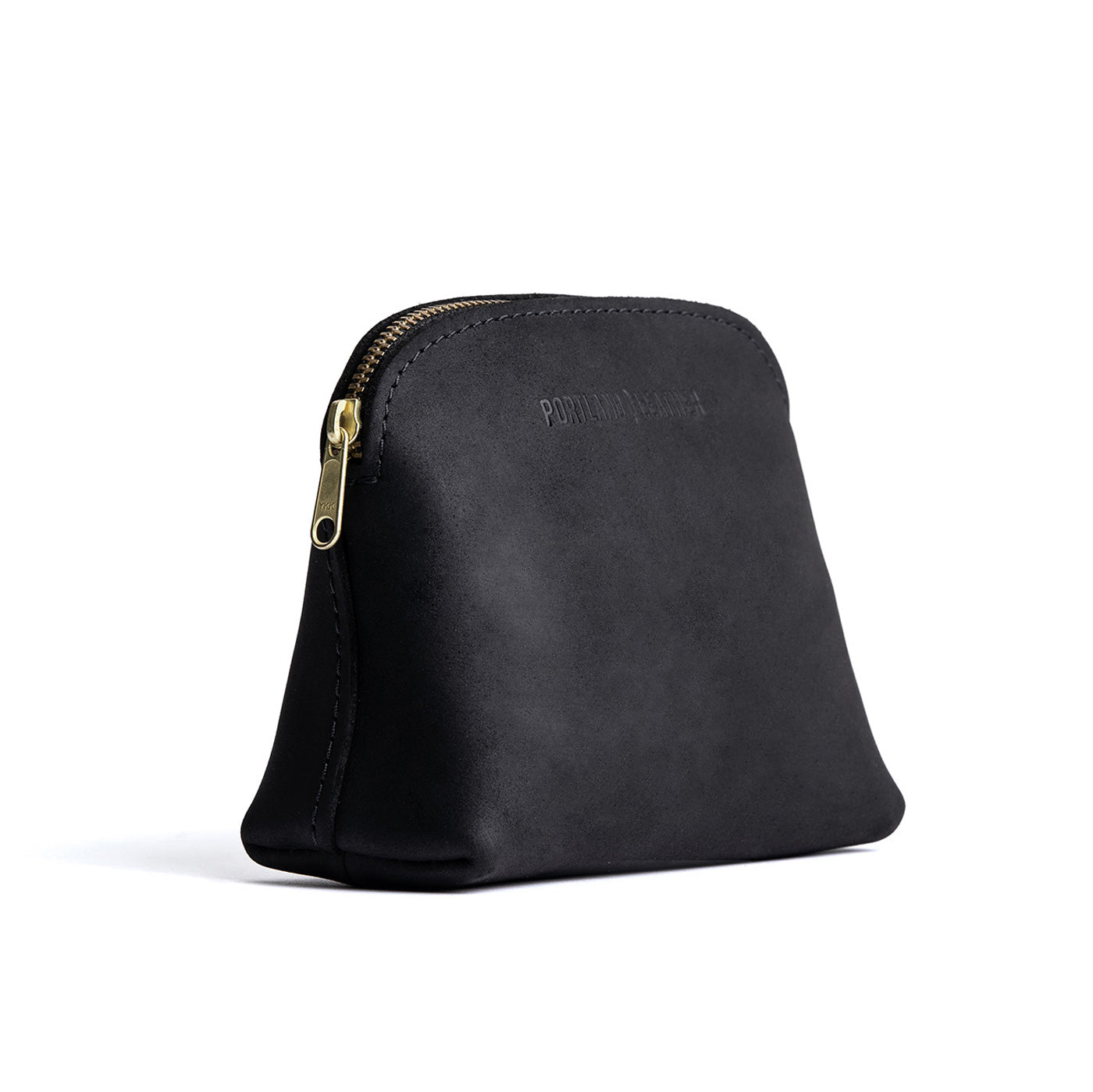 Shadow Black Classic | Compact leather pouch with top zipper