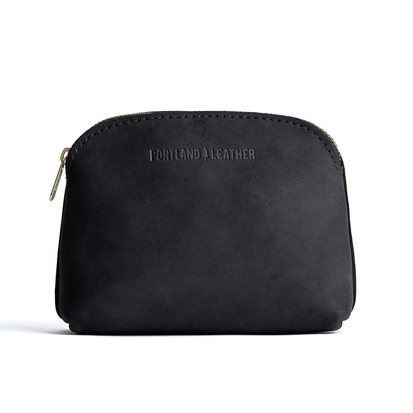 Shadow Black*Classic | Compact leather pouch with top zipper