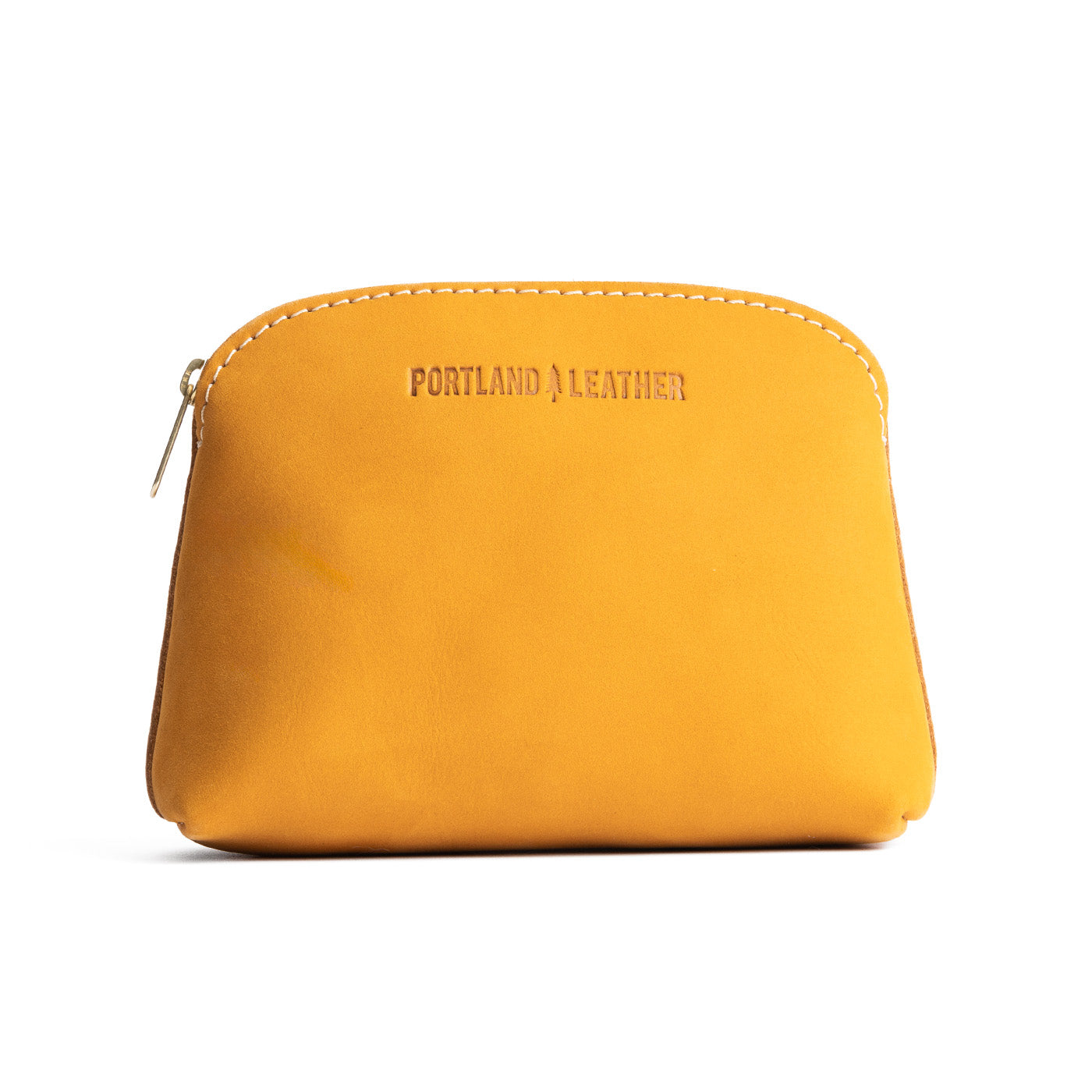 Turmeric Classic | Compact leather pouch with top zipper