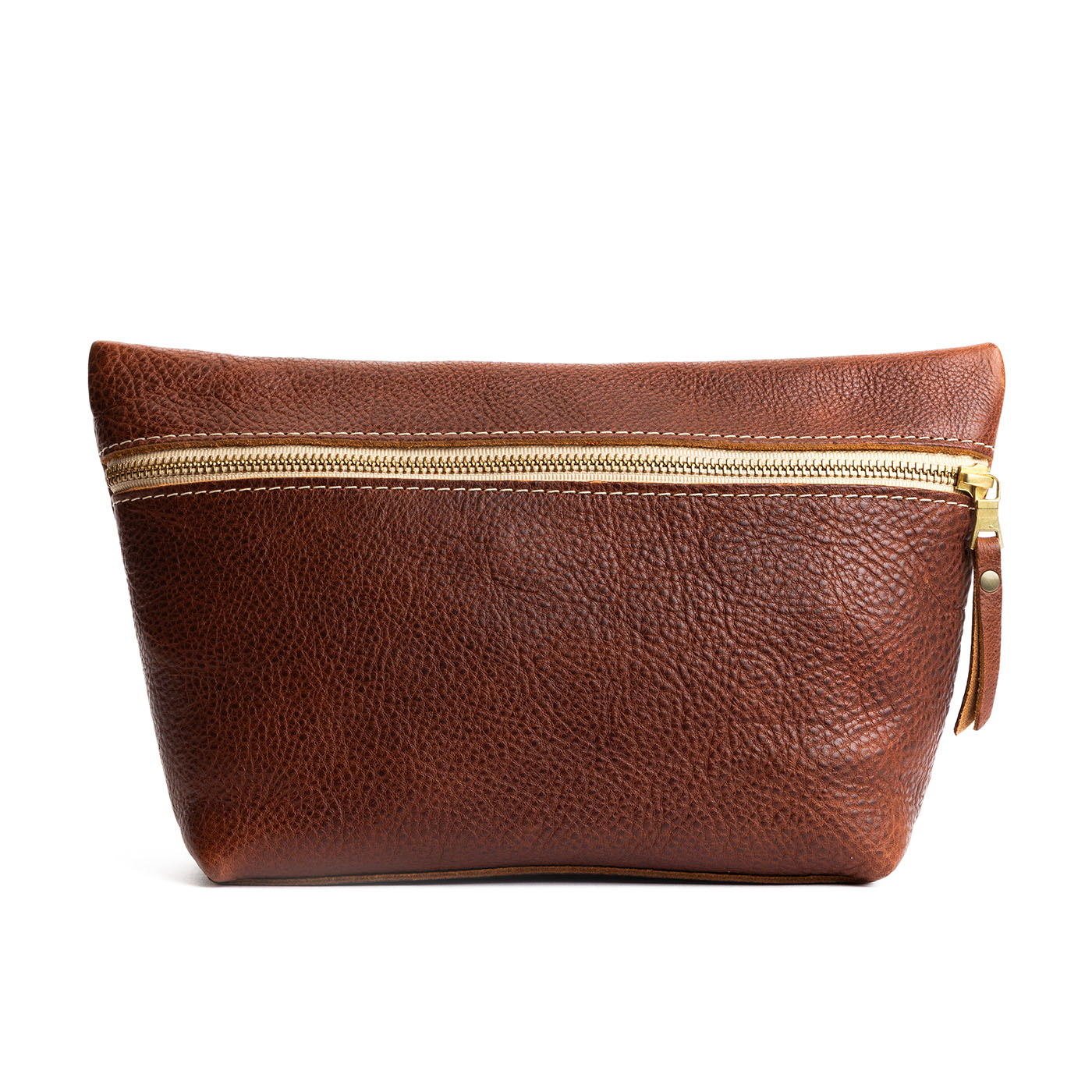 Nutmeg*Extra Large | Large leather makeup bag with zipper