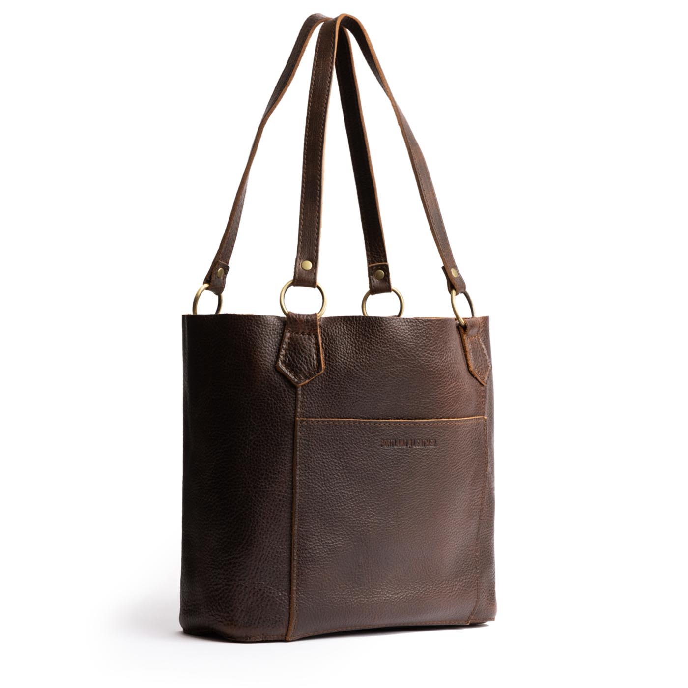 Coldbrew | Medium tote bag with antiqued brass toned hardware and front pocket