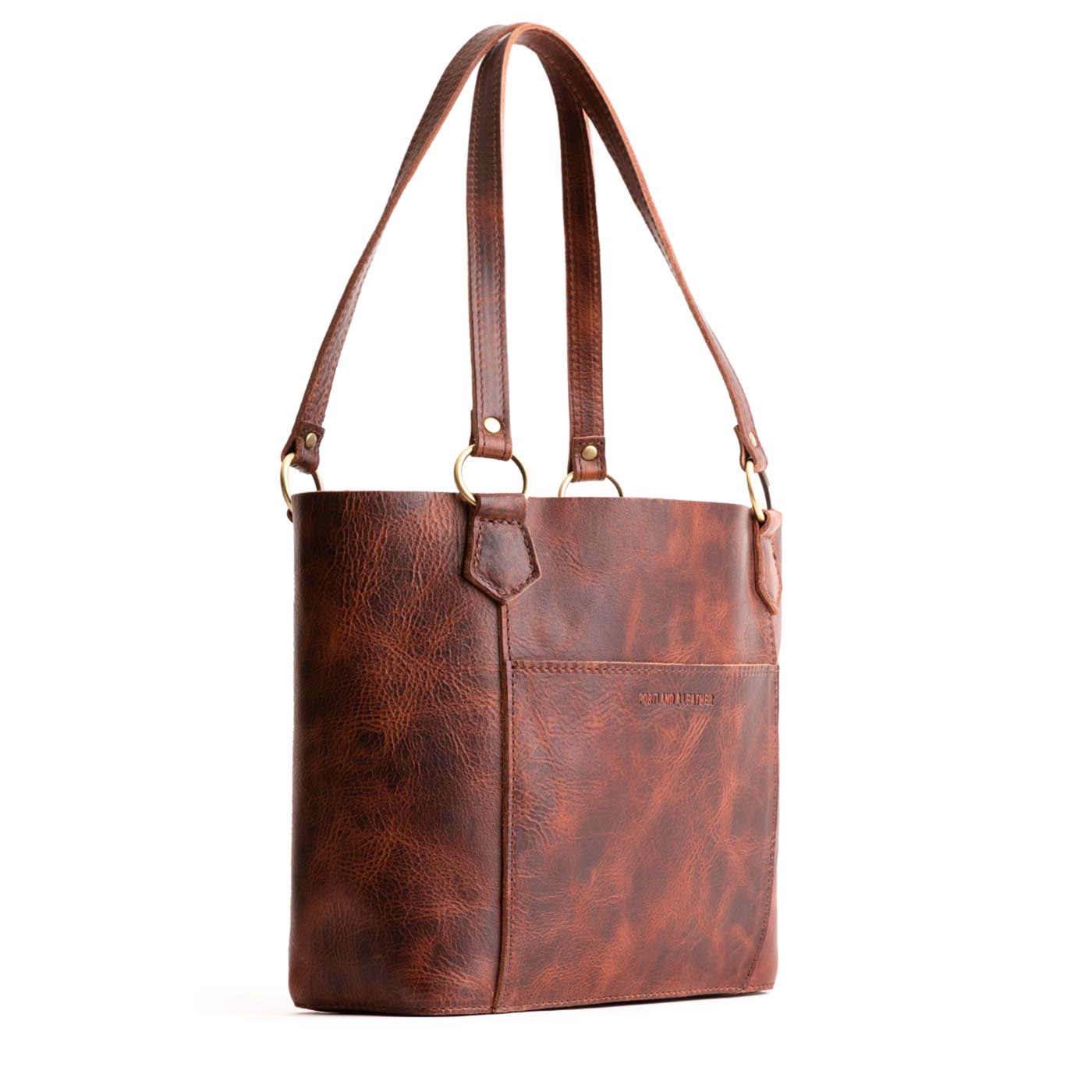 Lava | Medium tote bag with antiqued brass toned hardware and front pocket