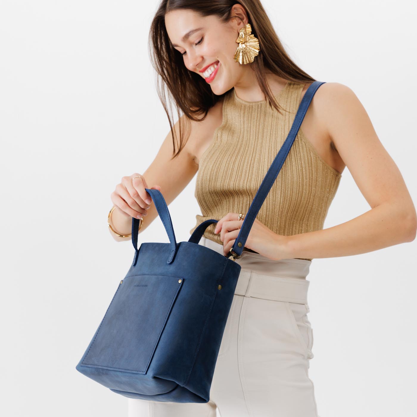 Deep Water*Classic | Midsize crossbody tote with handles and a pocket