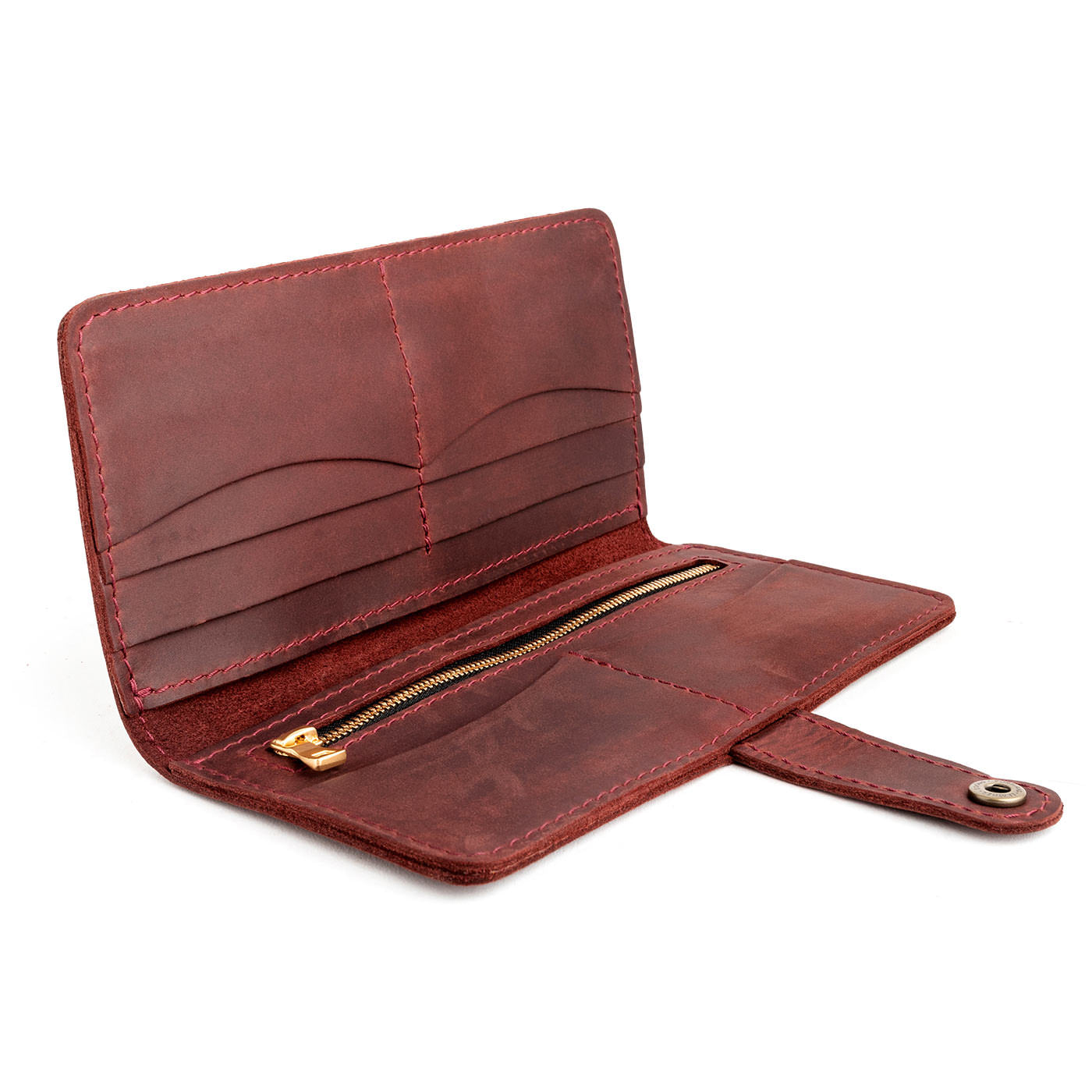 Merlot | Leather wallet with snap open