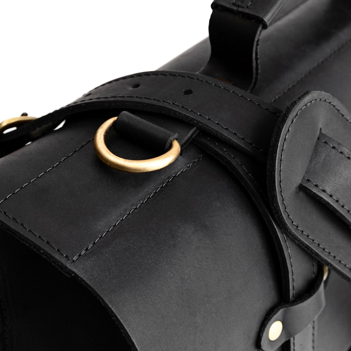 Black | Traditional messenger bag with multi buckle closure and crossbody strap