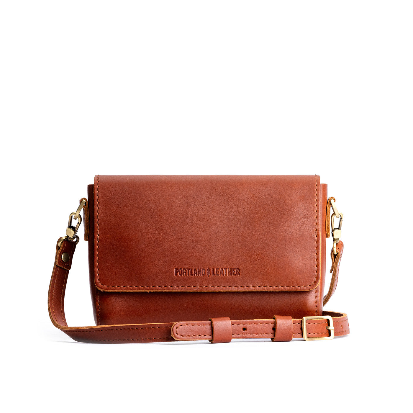 Chestnut*Mini | Leather Crossbody Bag with Magnetic Messenger Bag Closure