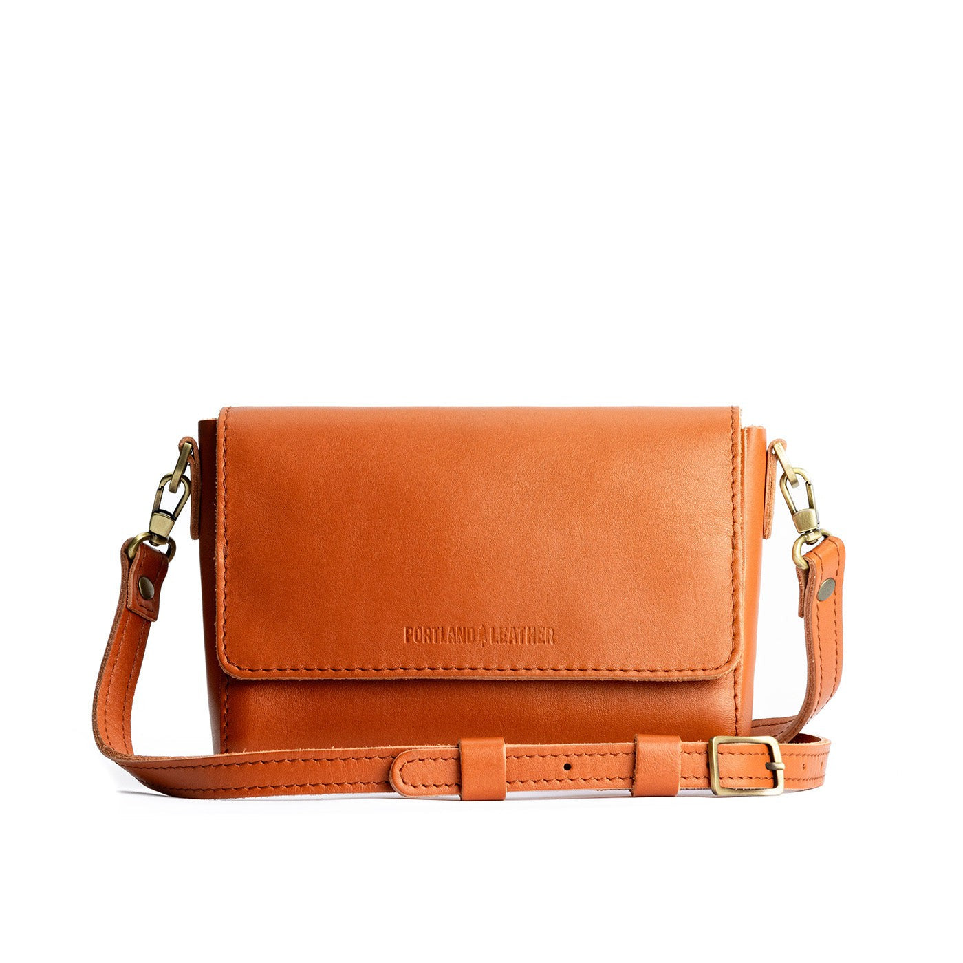 Persimmon Mini | Leather Crossbody Bag with Magnetic Messenger Bag Closure