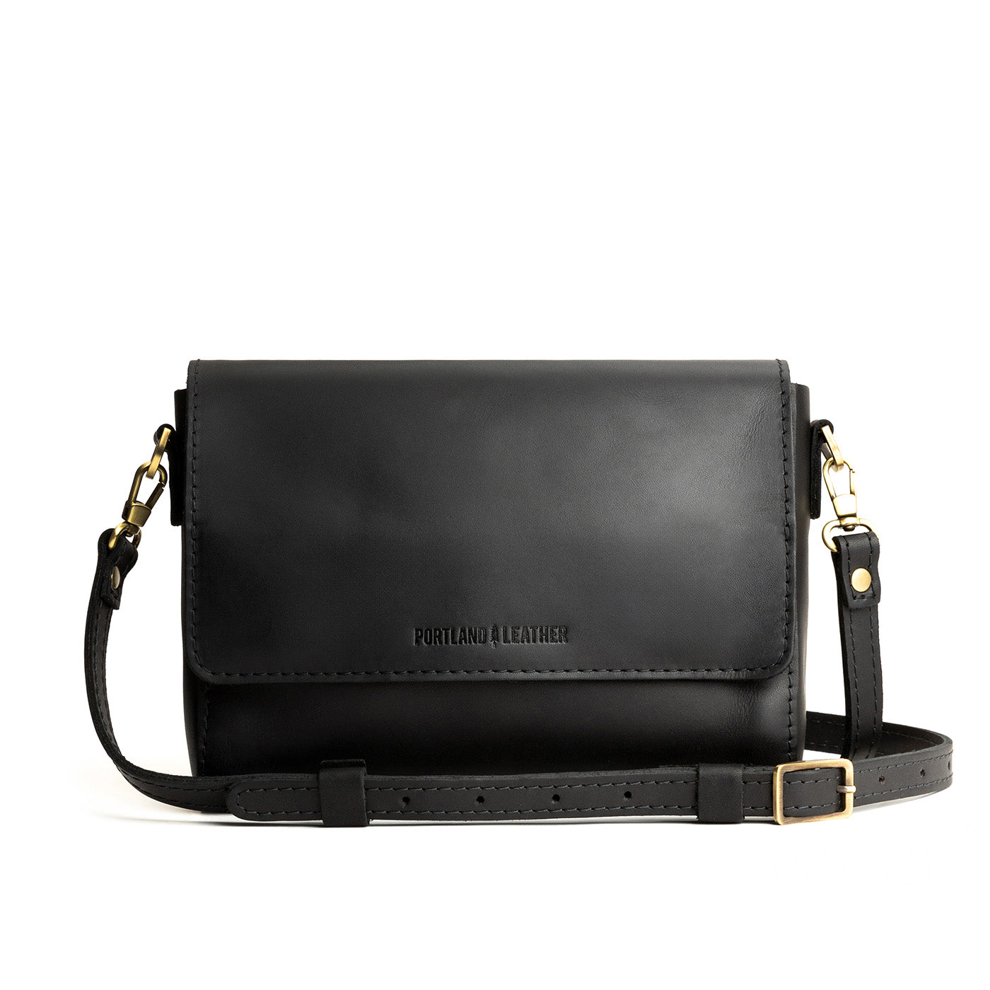 Black*Medium  | Leather Crossbody Bag with Magnetic Messenger Bag Closure