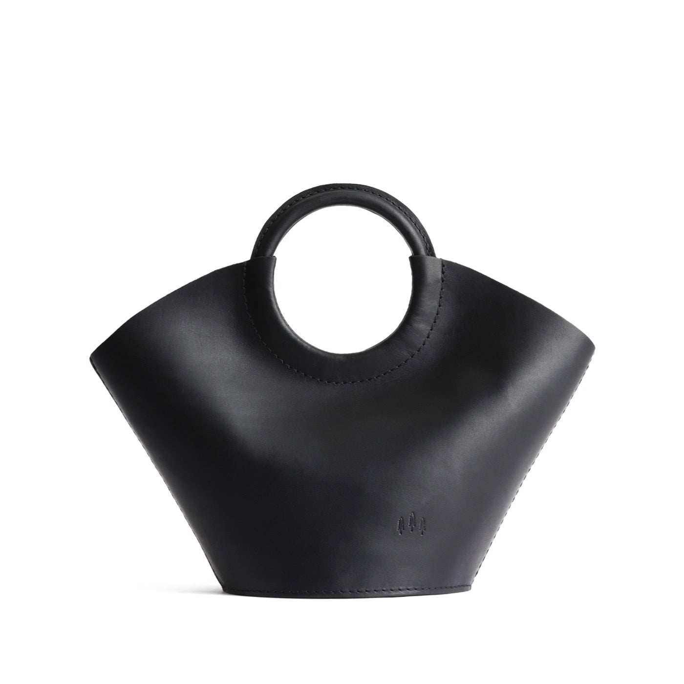 Black*Small | Structured leather hand bag with circular handles