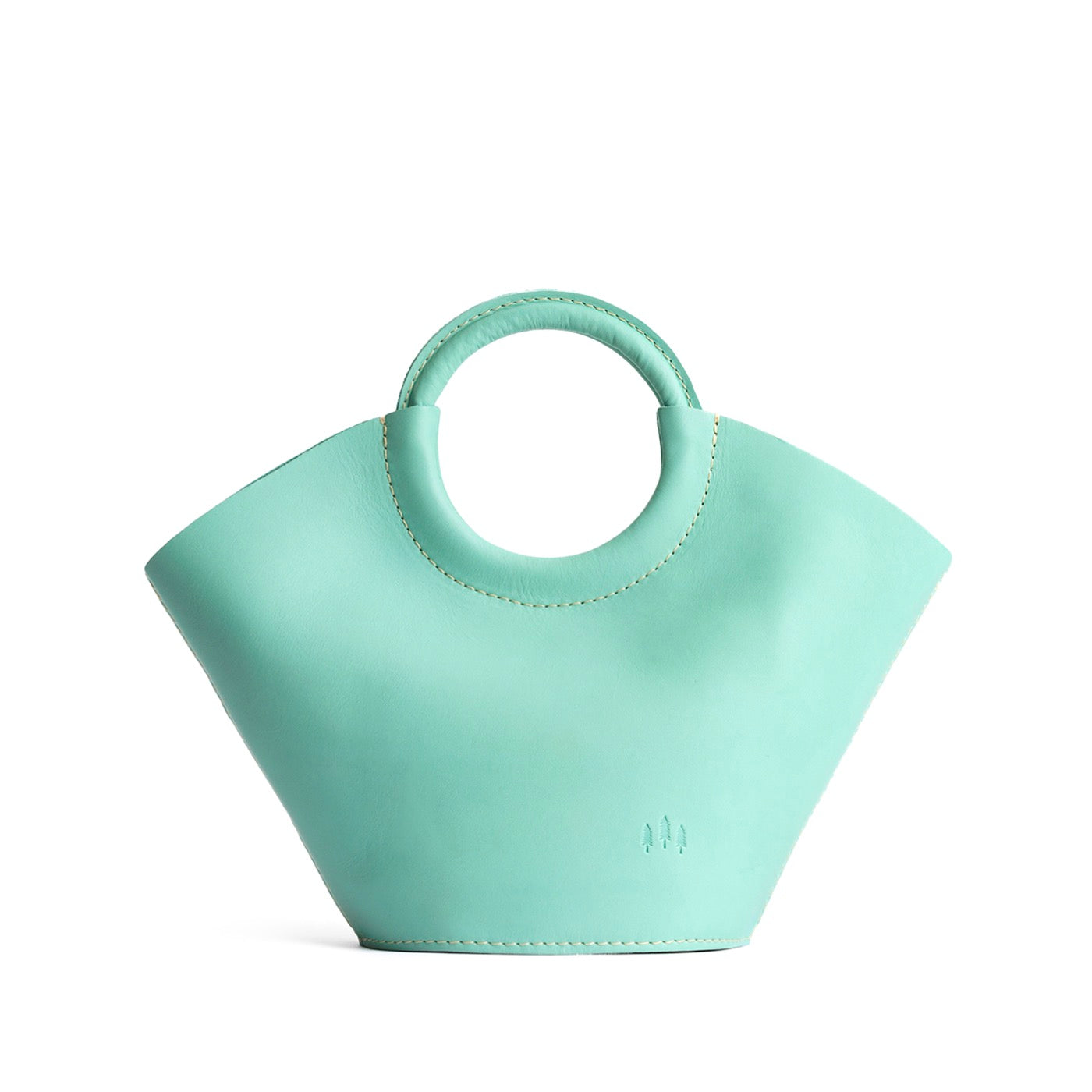 Mint Small | Structured leather hand bag with circular handles