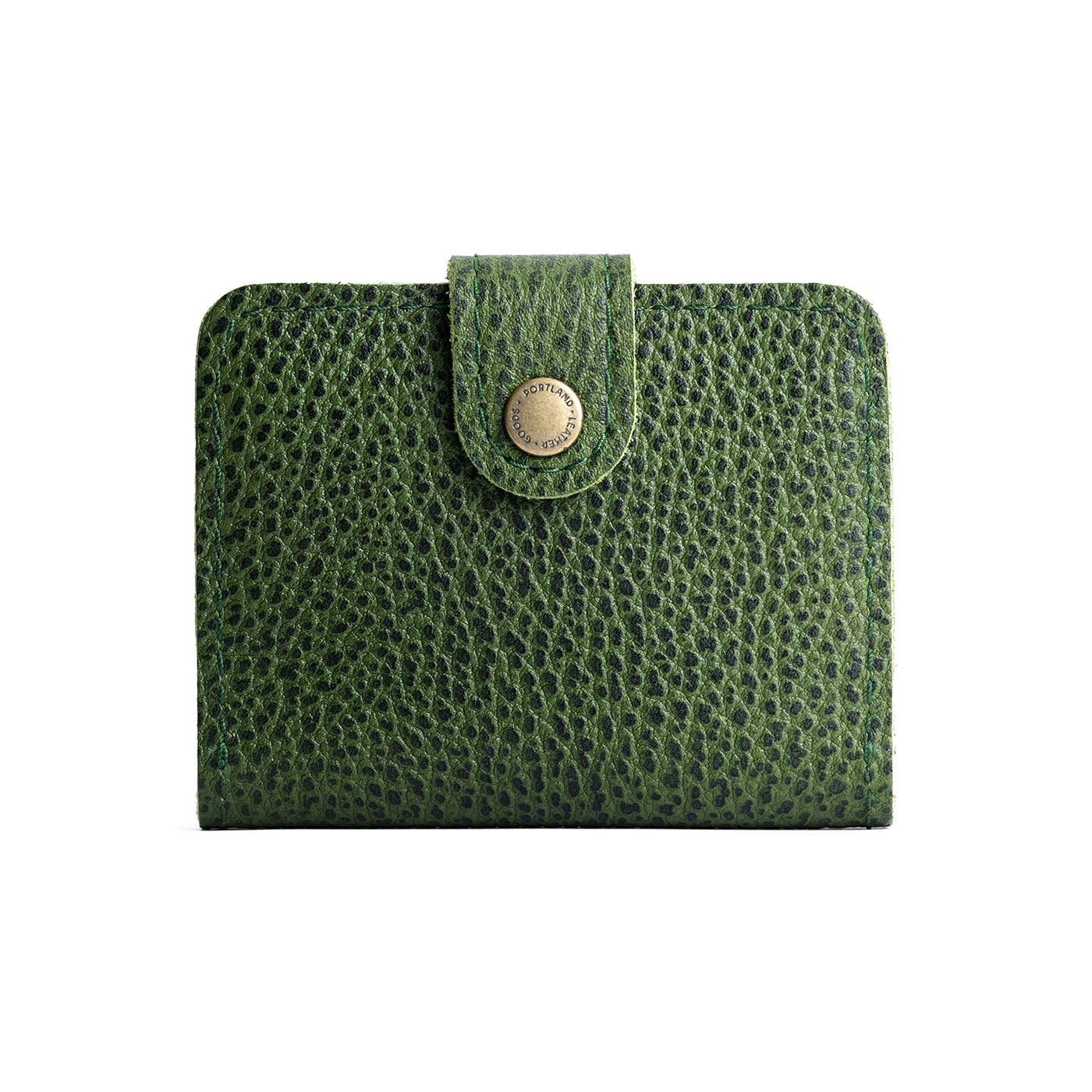 Avocado | Small leather bifold wallet with snap closed